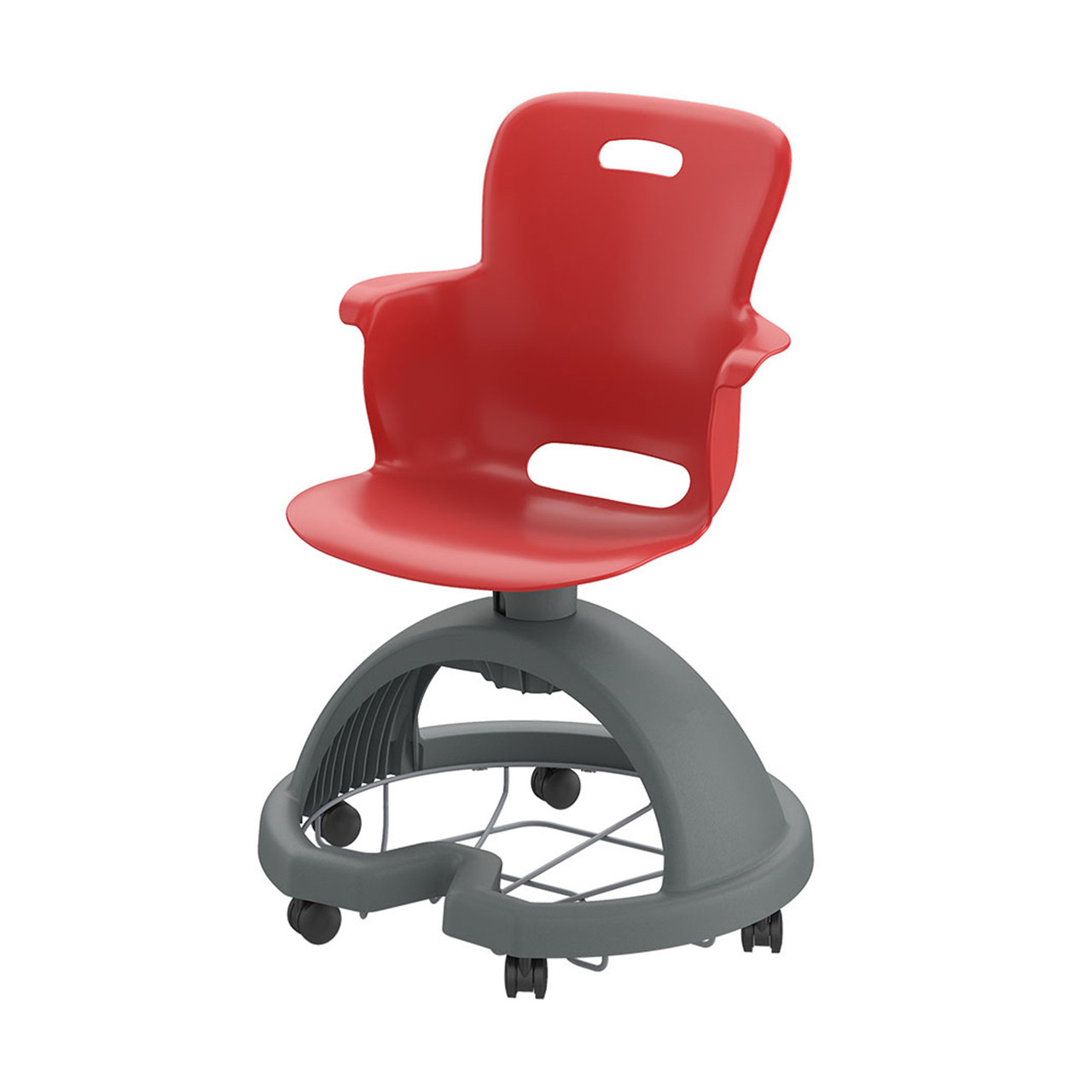 Ethos 18 Inch Storage Base Chair with Swivel Soft Plastic Seating Shell and Backpack Storage - Red (25 in W x 20 in D x 