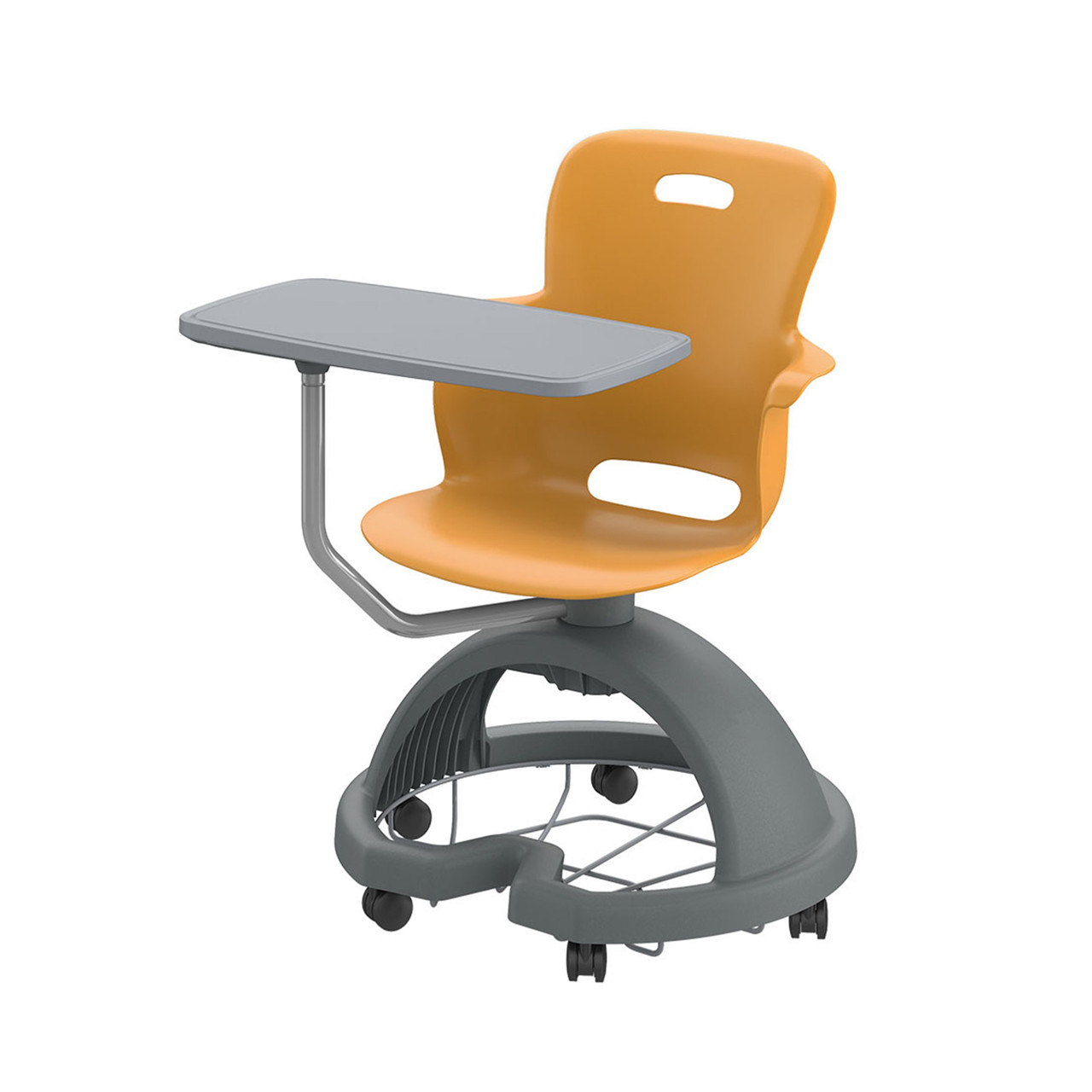 Ethos 18 Inch Storage Base Chair with Swivel Seating Shell, Pencil Rim Work Surface, and Soft Wheel Casters - Orange (25