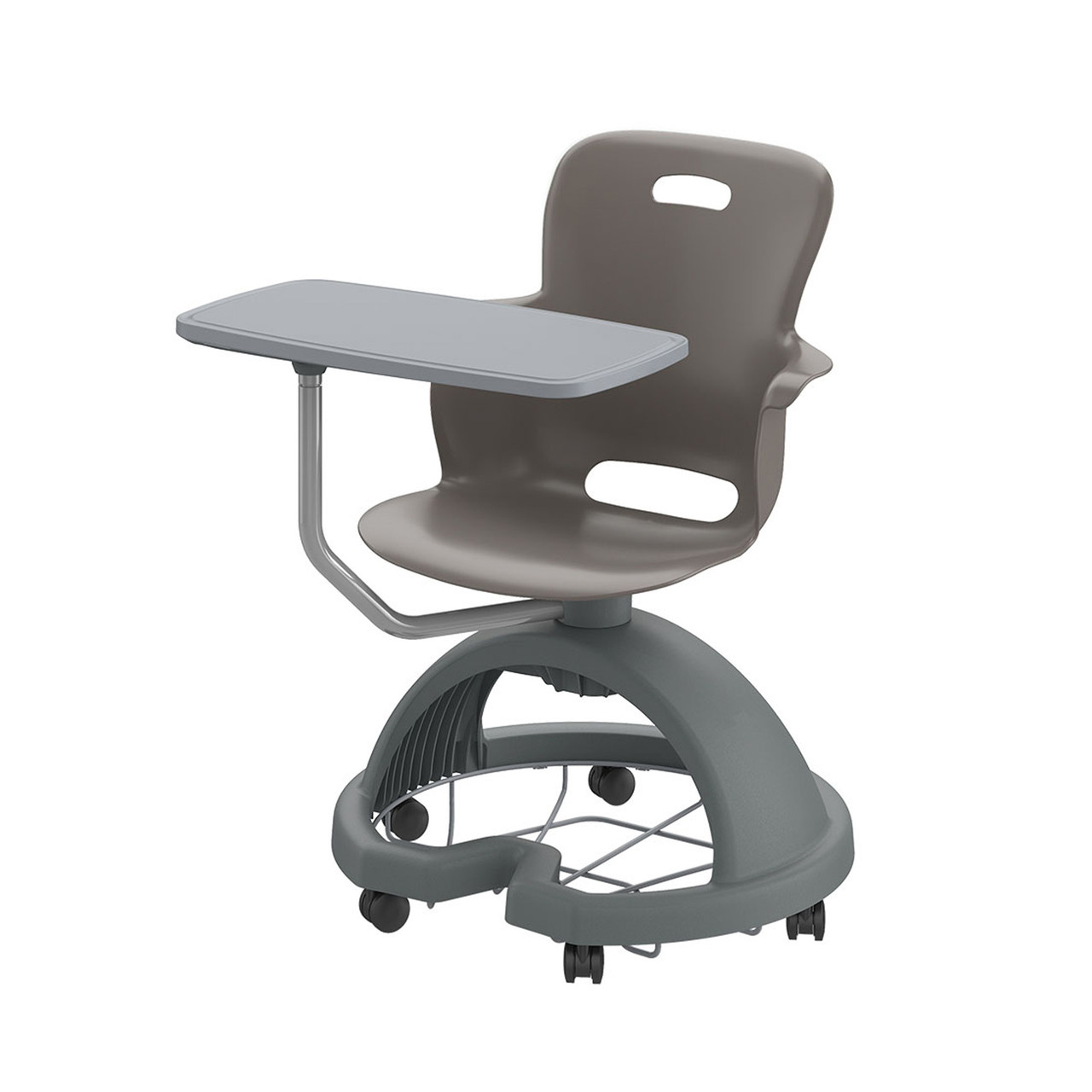 Ethos 18 Inch Storage Base Chair with Swivel Seating Shell, Pencil Rim Work Surface, and Soft Wheel Casters - Storm (25 