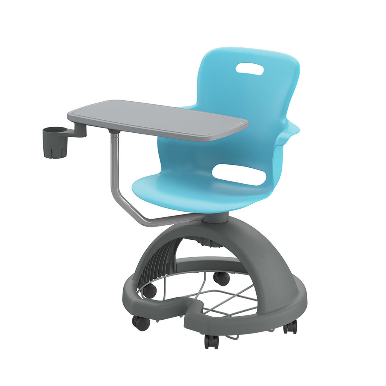 Ethos 18 Inch Storage Base Chair with Swivel Seating Shell, Pencil Rim Work Surface, Cup Holder, and Soft Wheel Casters 
