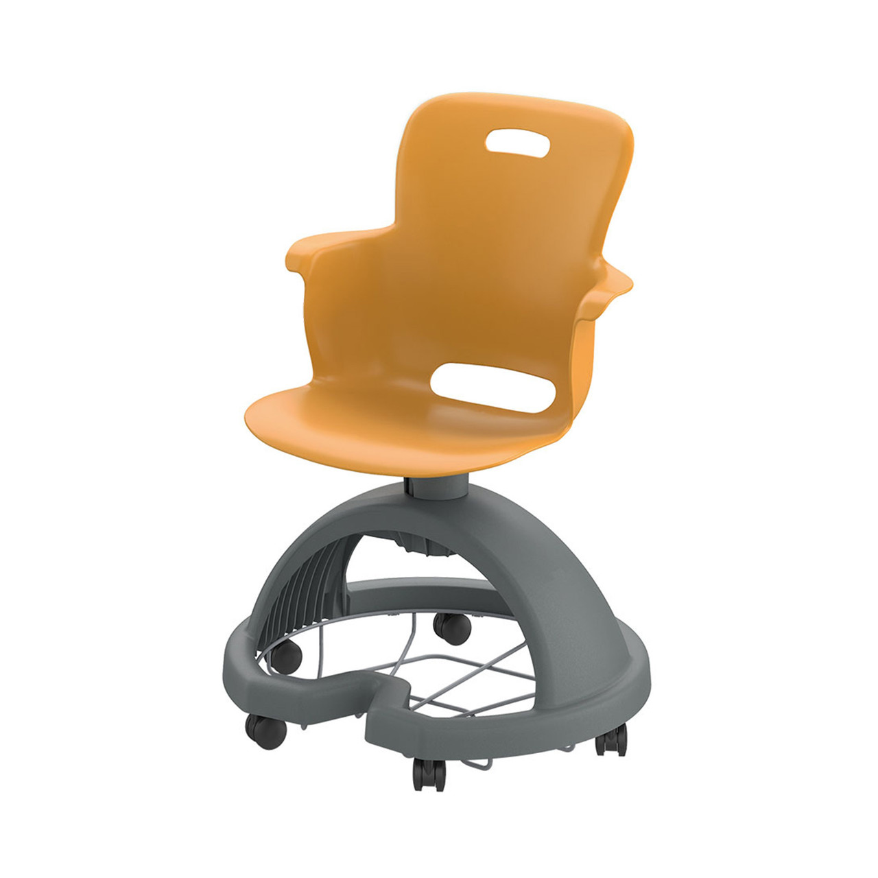 Ethos 18 Inch Storage Base Chair with Swivel Seating Shell and Backpack Storage - Orange (25 in W x 20 in D x 25 in H)