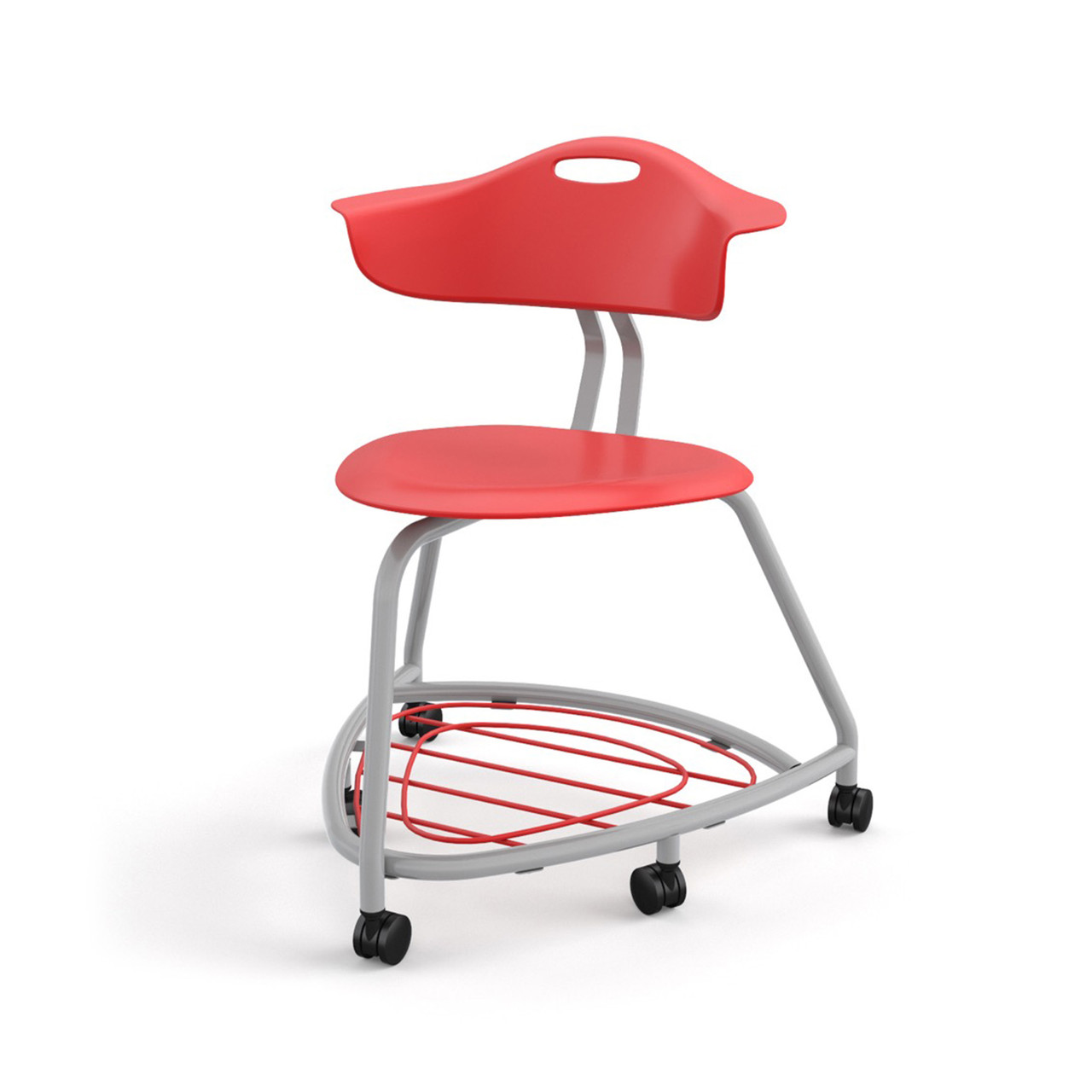 360 Chair with Back, Bookbag Rack, and Hard Wheel Casters - Red (26 in W x 31.25 in D x 26 in H)