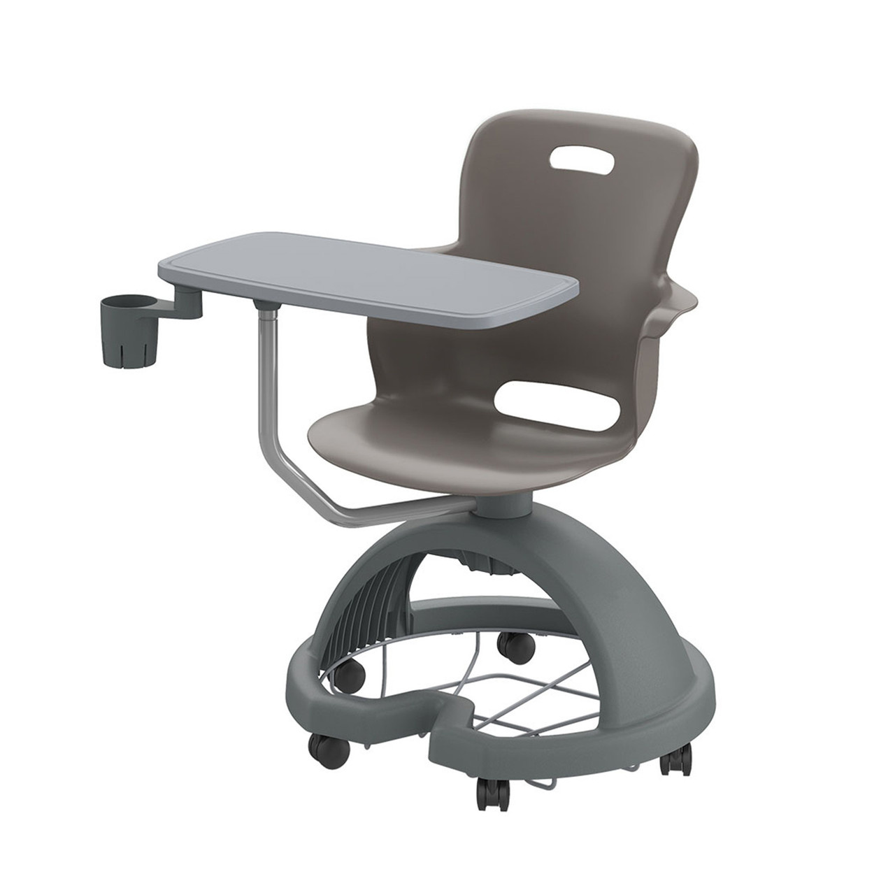 Ethos 18 Inch Storage Base Chair with Swivel Seating Shell, Pencil Rim Work Surface, Cup Holder, and Soft Wheel Casters 