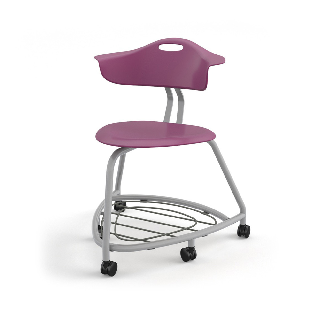 360 Chair with Back, Bookbag Rack, and Hard Wheel Casters - Purple (26 in W x 31.25 in D x 26 in H)
