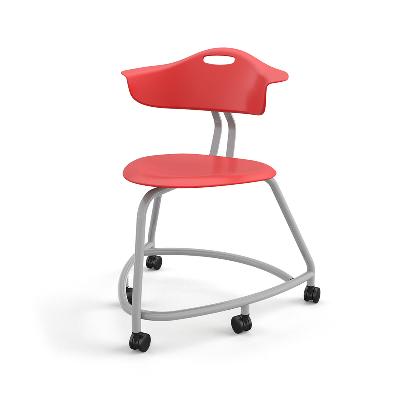 360 Chair with Back and Hard Wheel Casters - Red (26 in W x 31.25 in D x 26 in H)