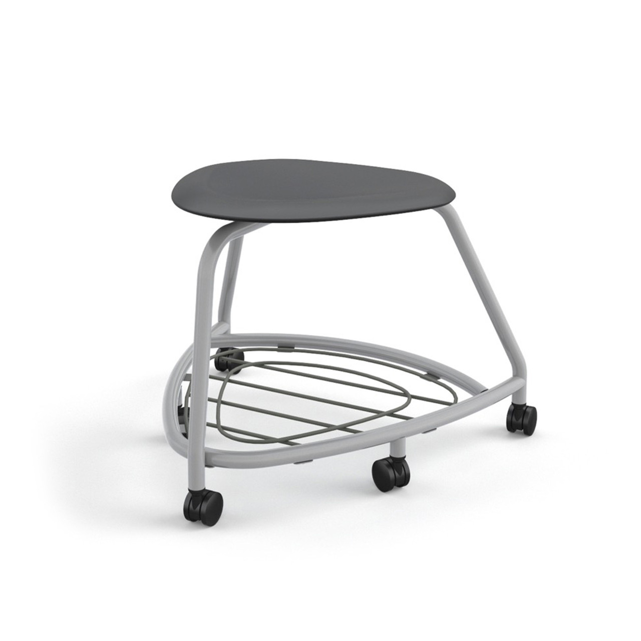 360 Backless Chair with Bookbag Rack and Soft Wheel Casters - Black (26 in W x 18 in D x 26 in H)
