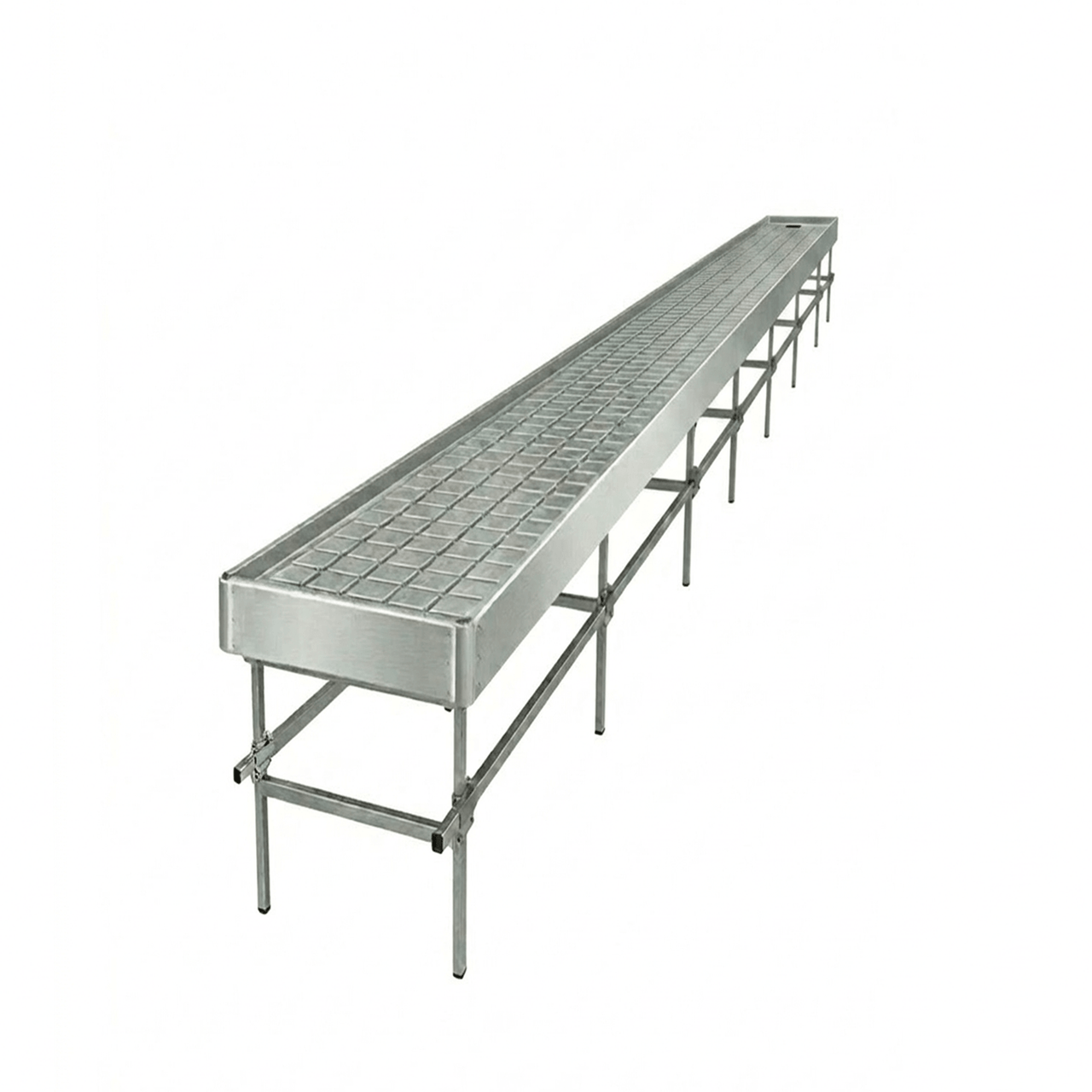 Stationary Ebb & Flow Greenhouse Bench for Indoor Farming - 2'W x 28'L (336 in W x 0 in D x 24 in H)