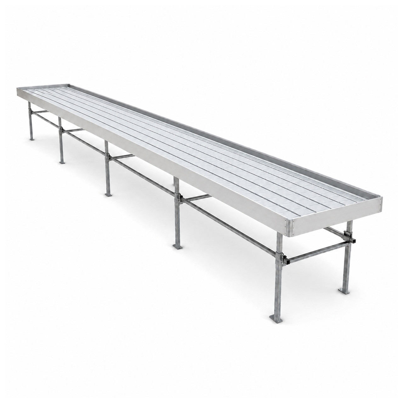 Stationary Ebb & Flow Greenhouse Bench for Indoor Farming - 116'L x 3'W