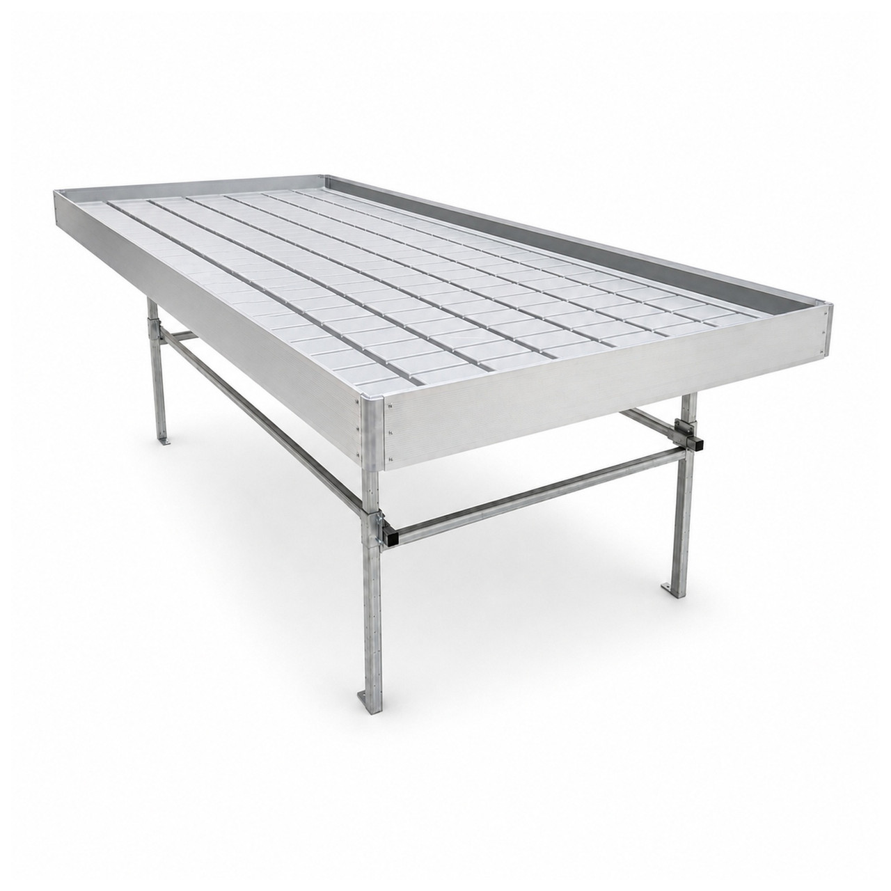 Stationary Ebb & Flow Greenhouse Bench for Indoor Farming - 8'L x 4'W