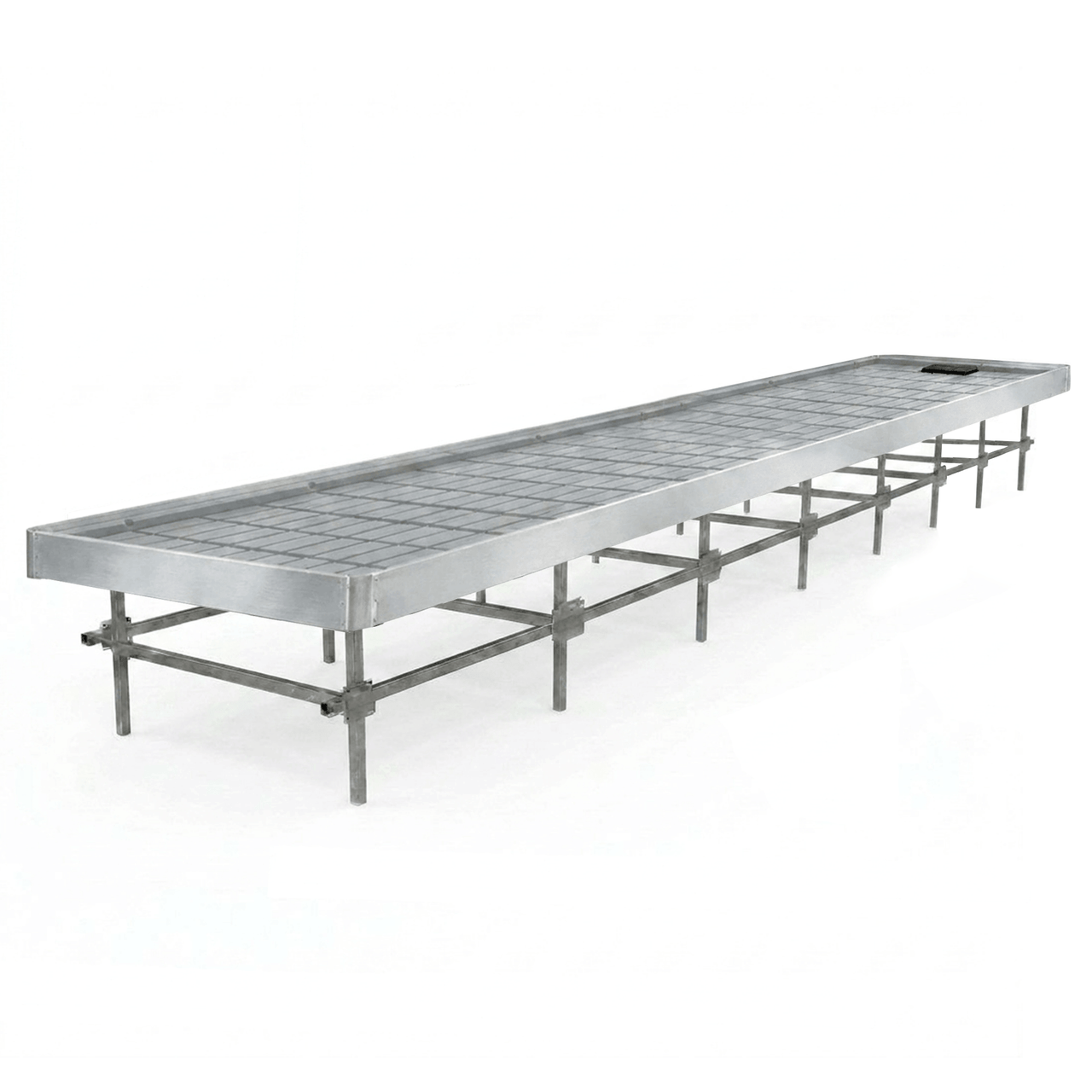 Stationary Ebb & Flow Greenhouse Bench for Indoor Farming - 3'W x 28'L (336 in W x 0 in D x 36 in H)