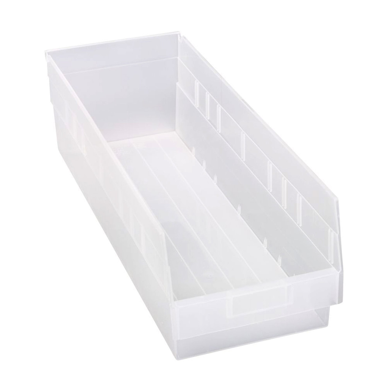 Clear Economy Shelf Bin - 24'' x 8'' x 6'' - Case of 6 (23.625 in W x 6 in D x 8.375 in H)