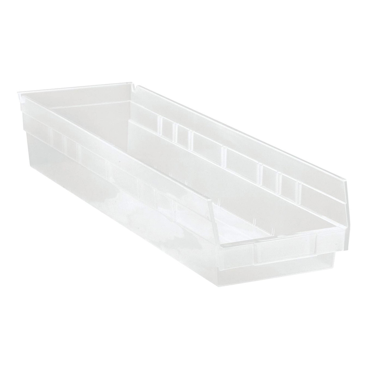 Clear Economy Shelf Bin - 18'' x 11'' x 4'' - Case of 6 (23.625 in W x 4 in D x 6.625 in H)