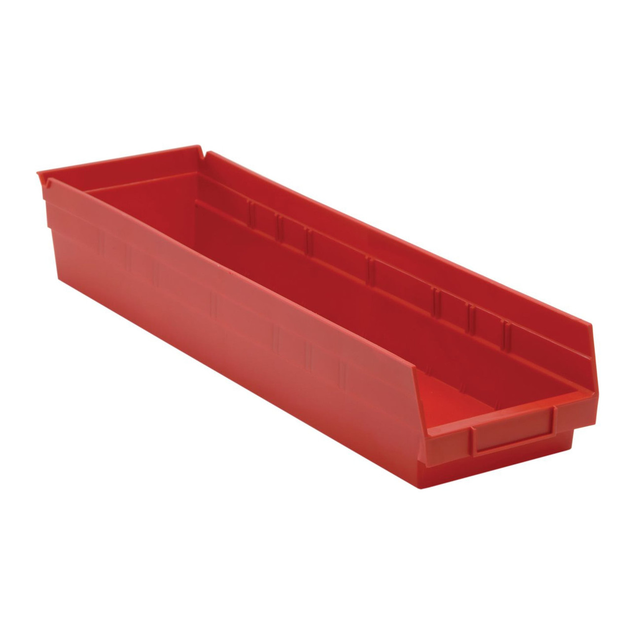Red Economy Shelf Bin - 18'' x 11'' x 4'' - Case of 6 (23.625 in W x 4 in D x 6.625 in H)