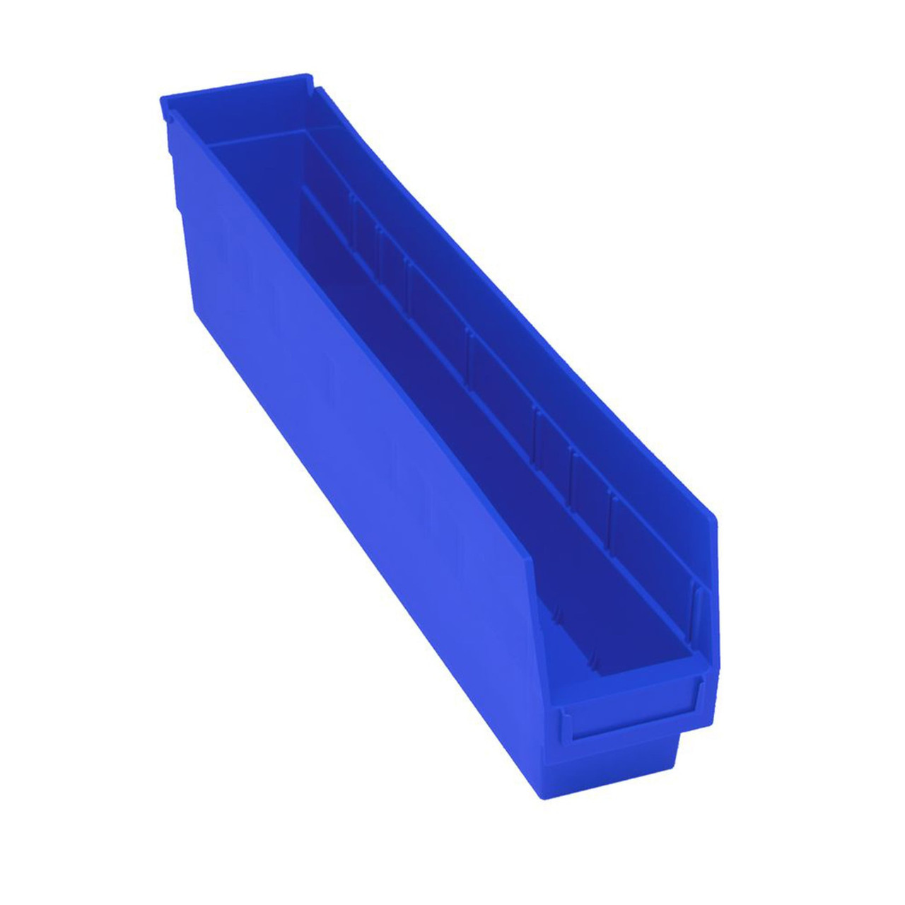 Blue Economy Shelf Bin - 24'' x 4'' x 6'' - Case of 16 (23.625 in W x 6 in D x 4.125 in H)