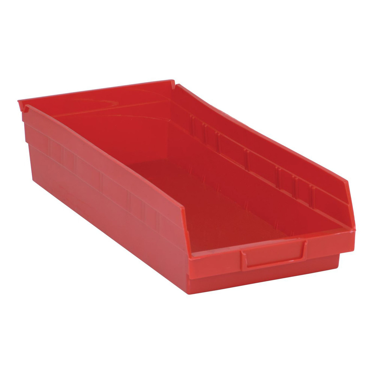 Red Economy Shelf Bin - 12'' x 17'' x 4'' - Case of 6 (17.875 in W x 4 in D x 8.375 in H)