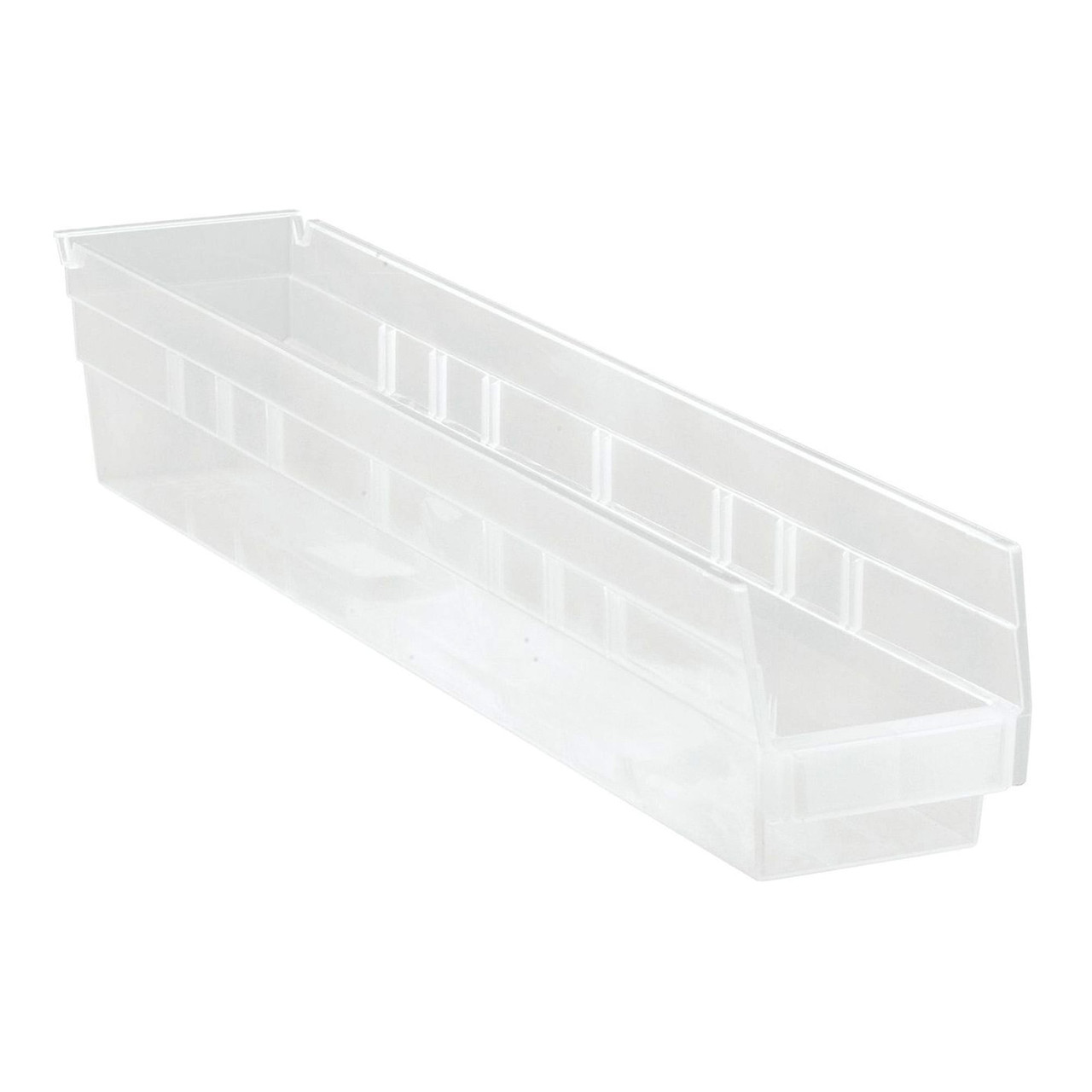 Clear Economy Shelf Bin - 18'' x 8'' x 4'' - Case of 10 (23.625 in W x 4 in D x 4.125 in H)