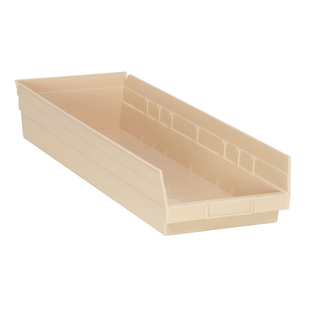 Ivory Economy Shelf Bin - 24'' x 4'' x 4'' - Case of 20 (23.625 in W x 4 in D x 8.375 in H)