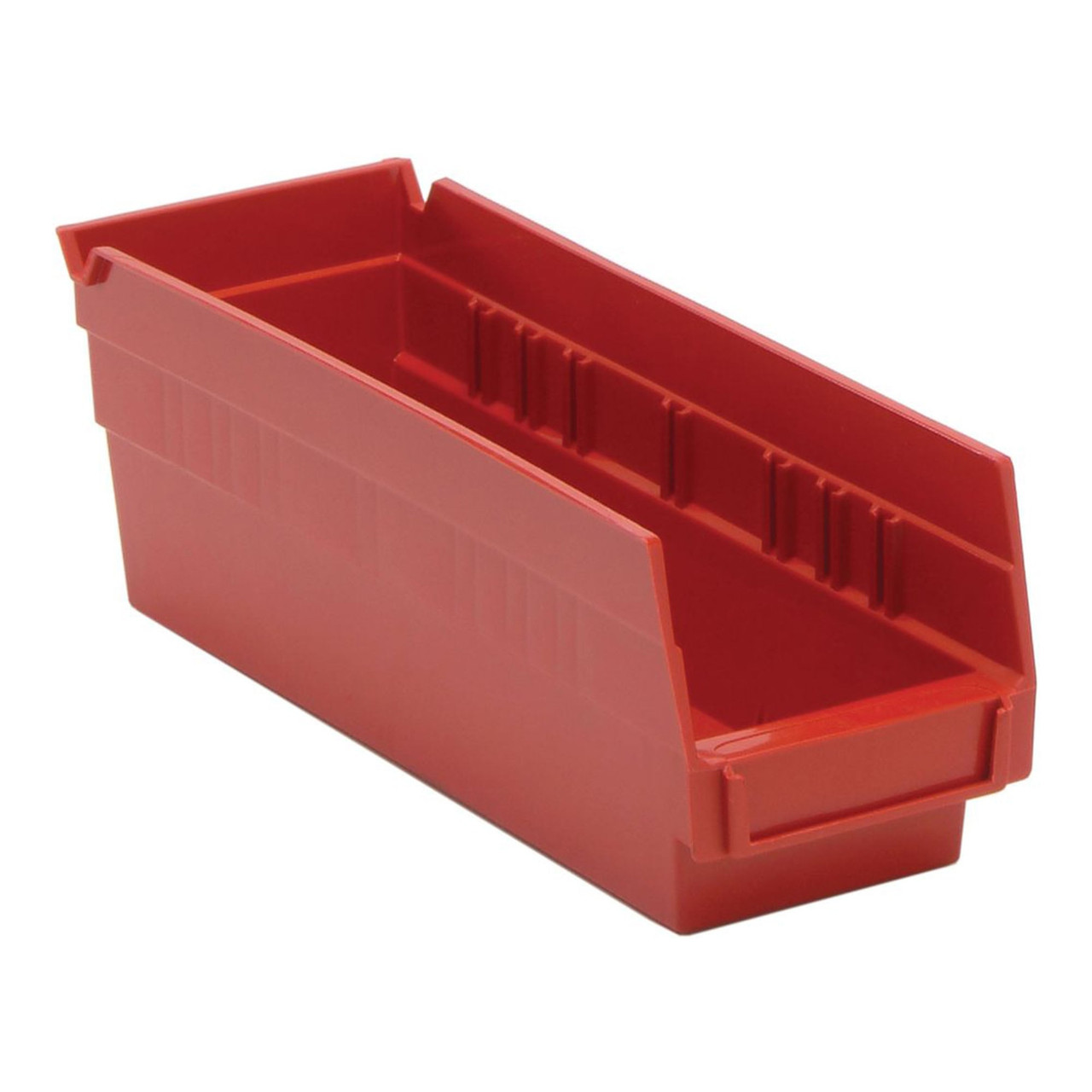 Red Economy Shelf Bin - 12'' x 4'' x 4'' - Case of 36 (11.625 in W x 4 in D x 4.125 in H)