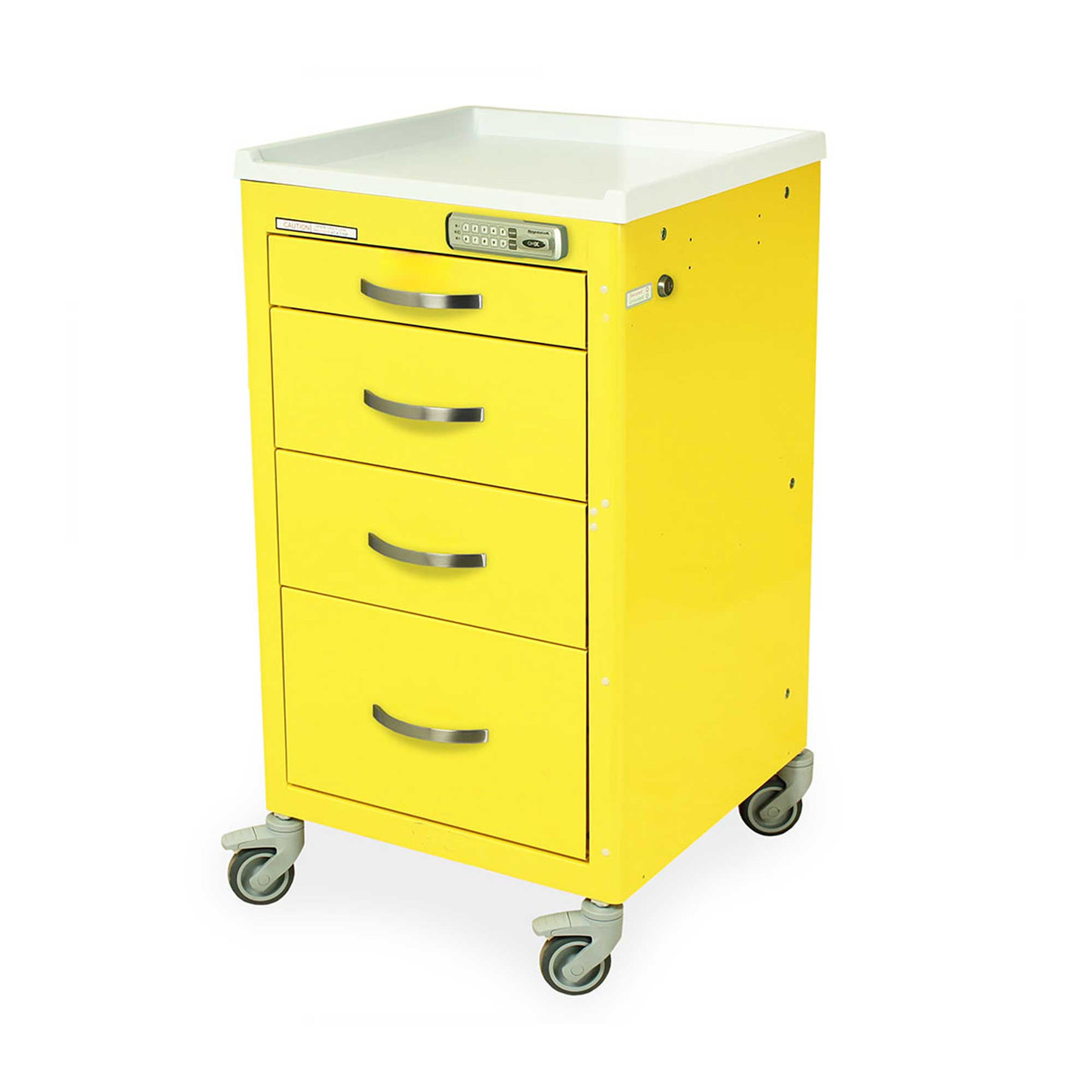 4-Drawer Steel Isolation Cart With Electronic Lock And, 18" W x 18" D x 34.5" H