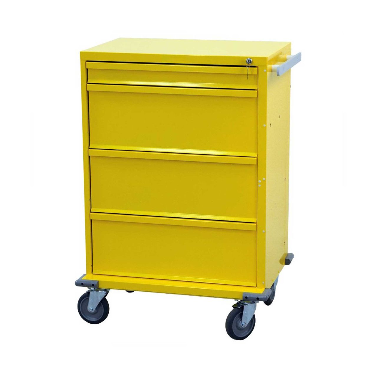 4-Drawer Steel Medical Isolation Cart with Key Lock and Swivel Casters, 33.25" W x 22" D x 40" H