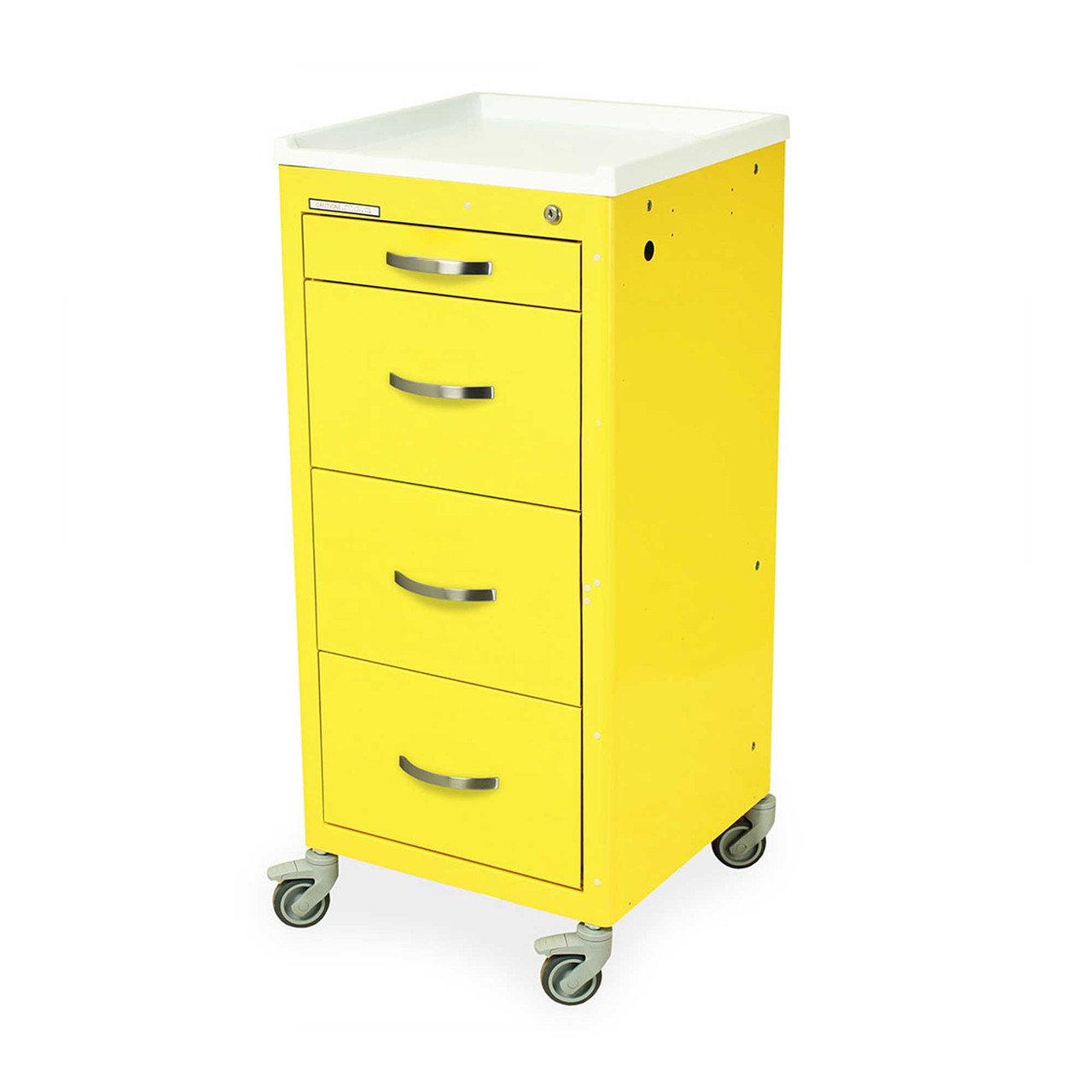 4-Drawer Tall Steel Isolation Cart With PPE and, 18" W x 18" D x 40.75" H, Key Lock