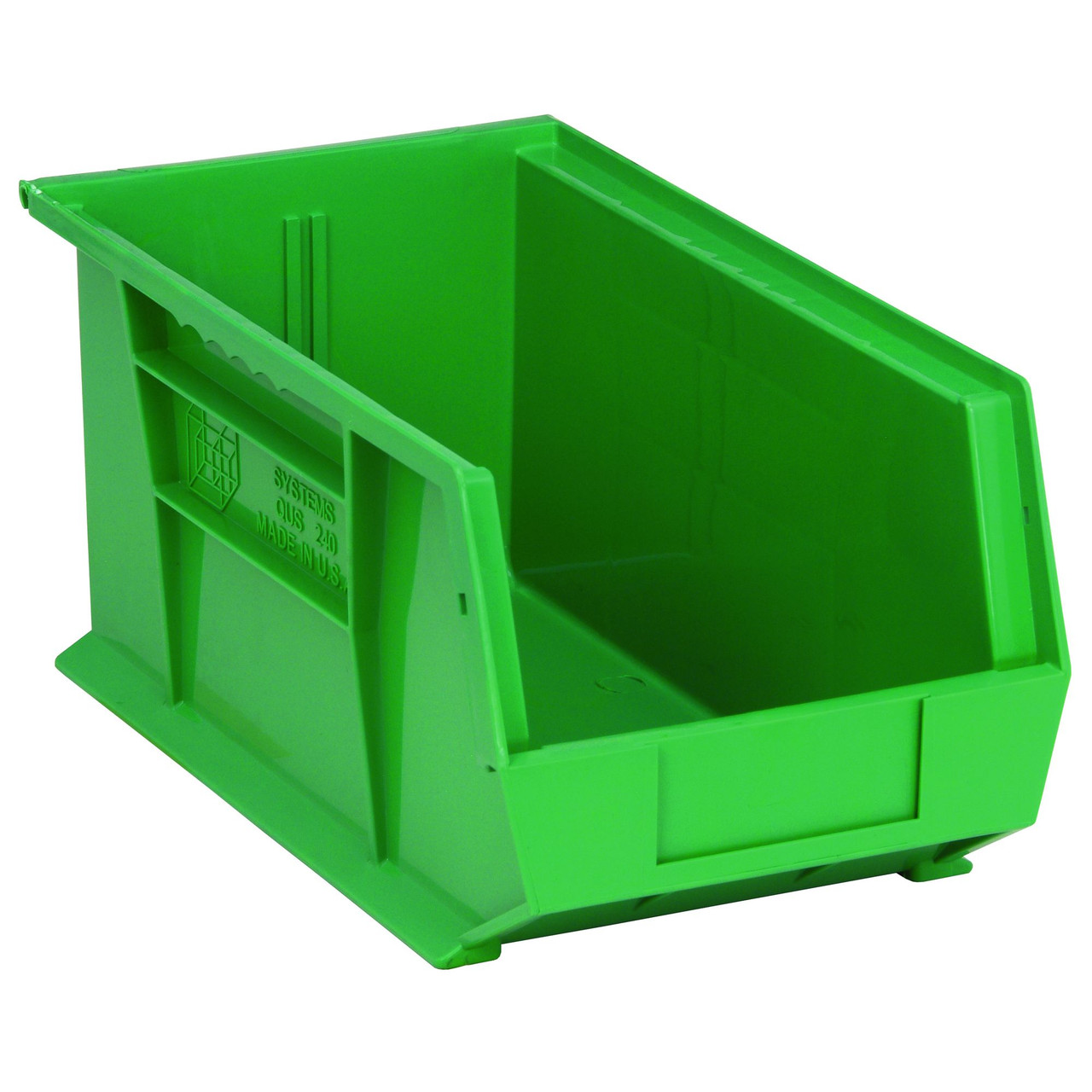 Green Ultra Stack and Hang Bins 14.75'' W x 8.25'' D x 7'' H - Case of 12 (14.75 in W x 7 in D x 8.25 in H)