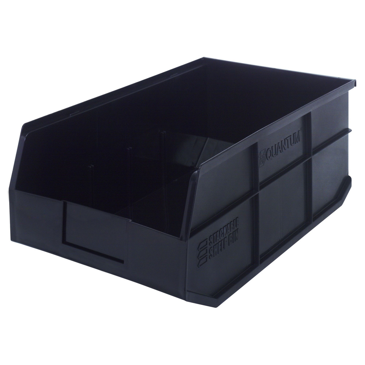 Black Stackable Shelf Bin 18'' L x 11'' W x 7'' H Case of 6 (18 in W x 7 in D x 11 in H)