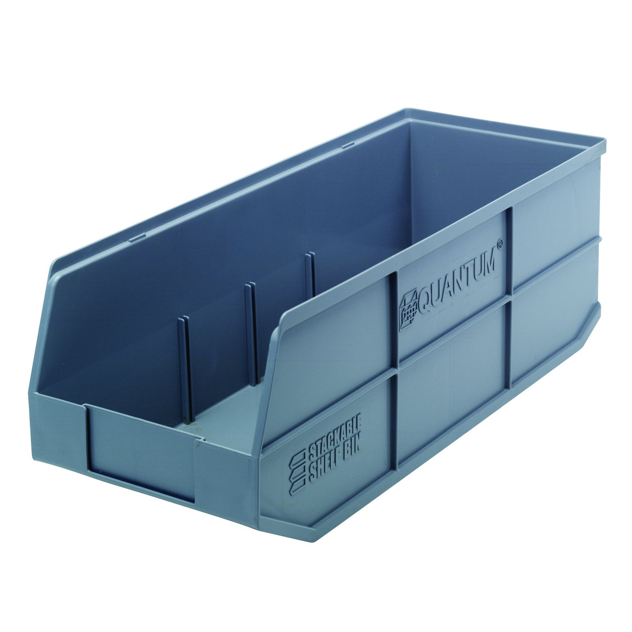 Gray Stackable Shelf Bin 20.5'' L x 8.25'' W x 7'' H Case of 6 (20.5 in W x 7 in D x 8.25 in H)