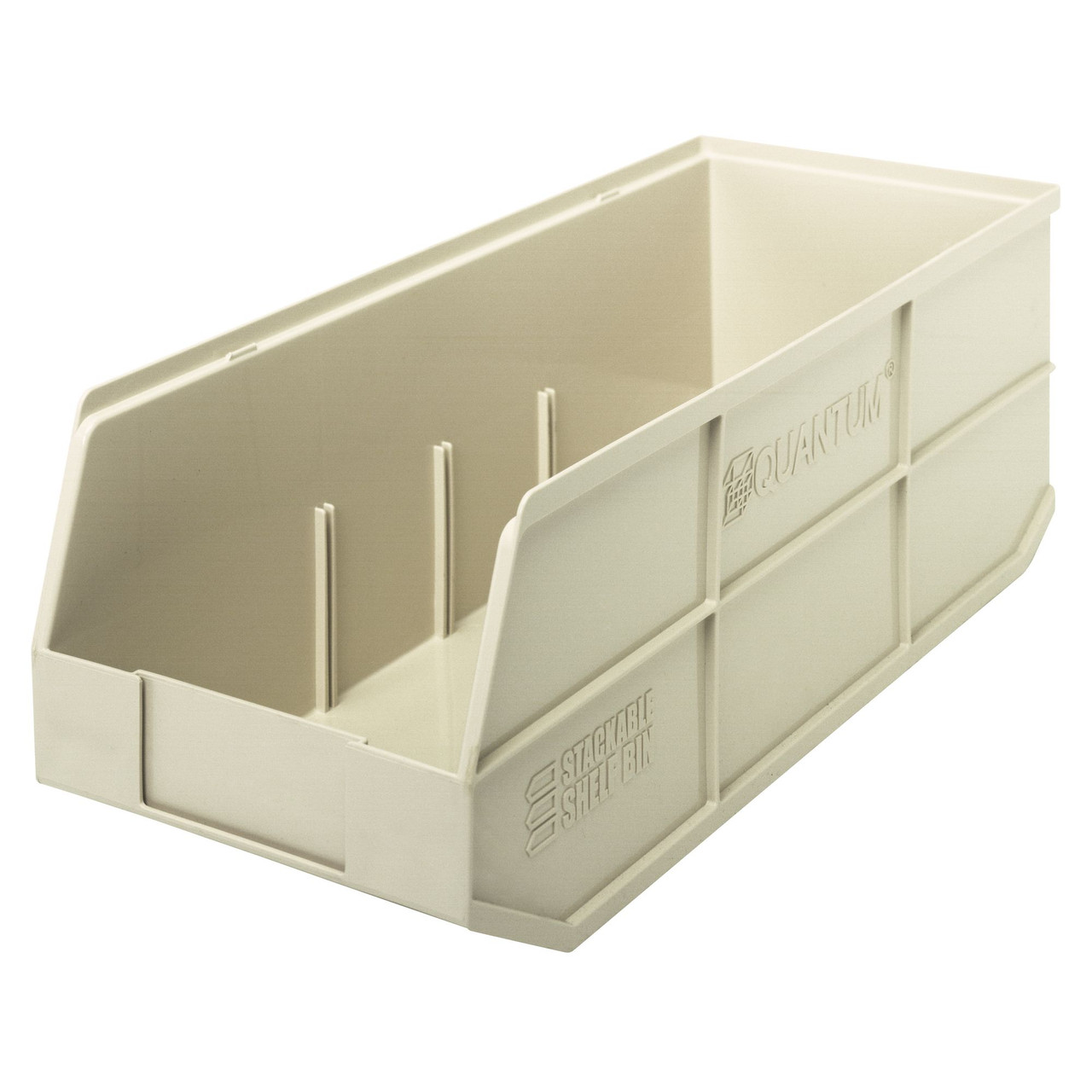 Ivory Stackable Shelf Bin 20.5'' L x 8.25'' W x 7'' H Case of 6 (20.5 in W x 7 in D x 8.25 in H)