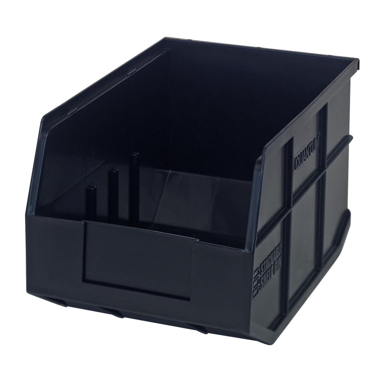 Black Stackable Shelf Bin 12'' L x 8.25'' W x 7'' H Case of 6 (12 in W x 7 in D x 8.25 in H)