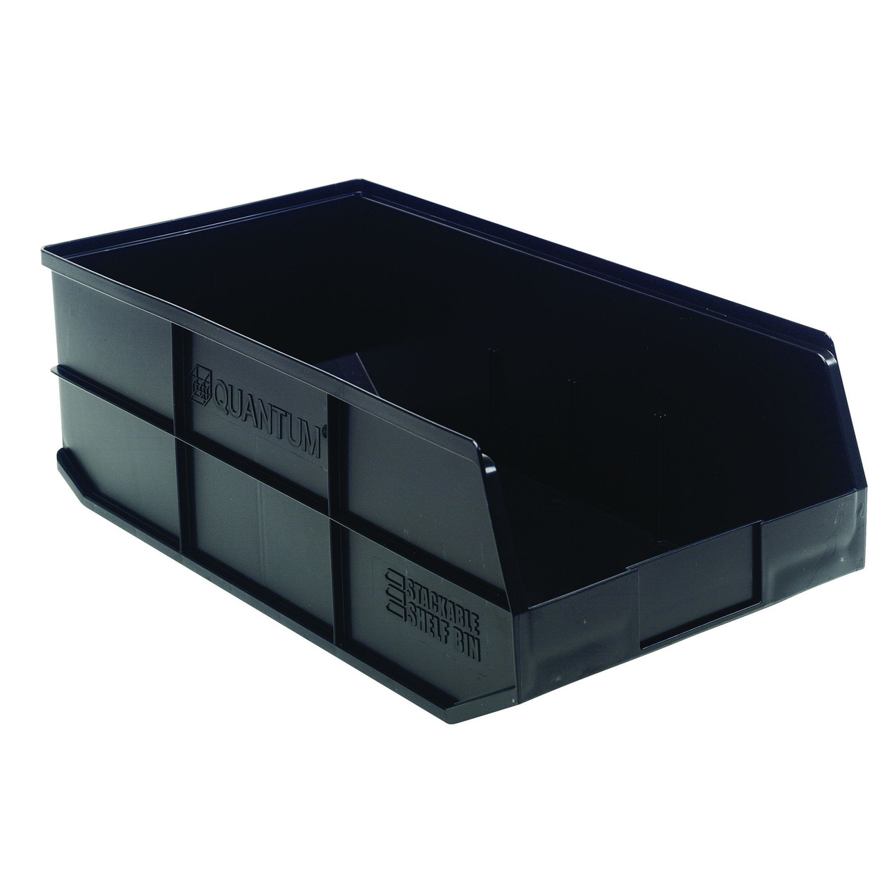 Black Stackable Shelf Bin 20.5'' L x 11'' W x 7'' H Case of 6 (20.5 in W x 7 in D x 11 in H)