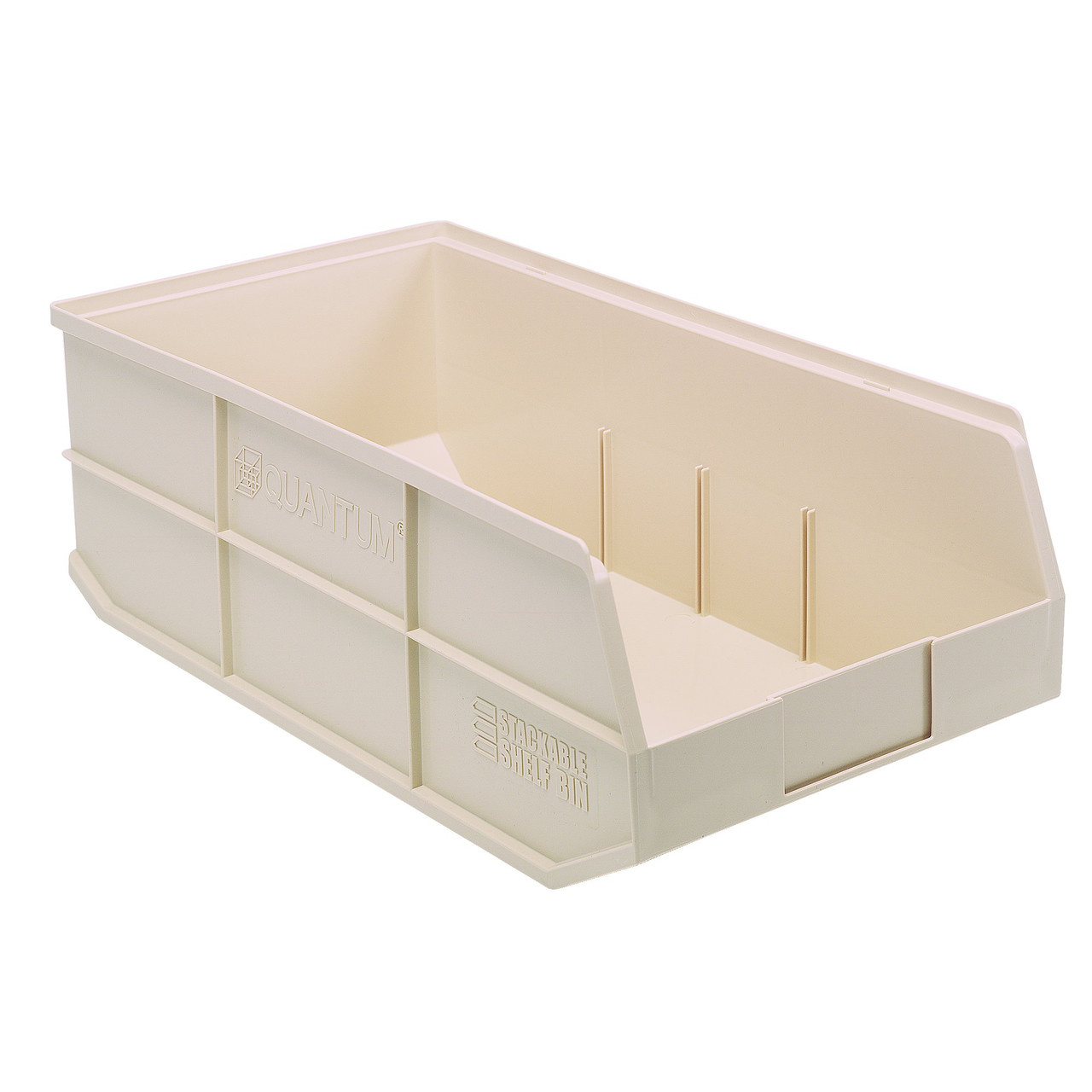 Ivory Stackable Shelf Bin 20.5'' L x 11'' W x 7'' H Case of 6 (20.5 in W x 7 in D x 11 in H)