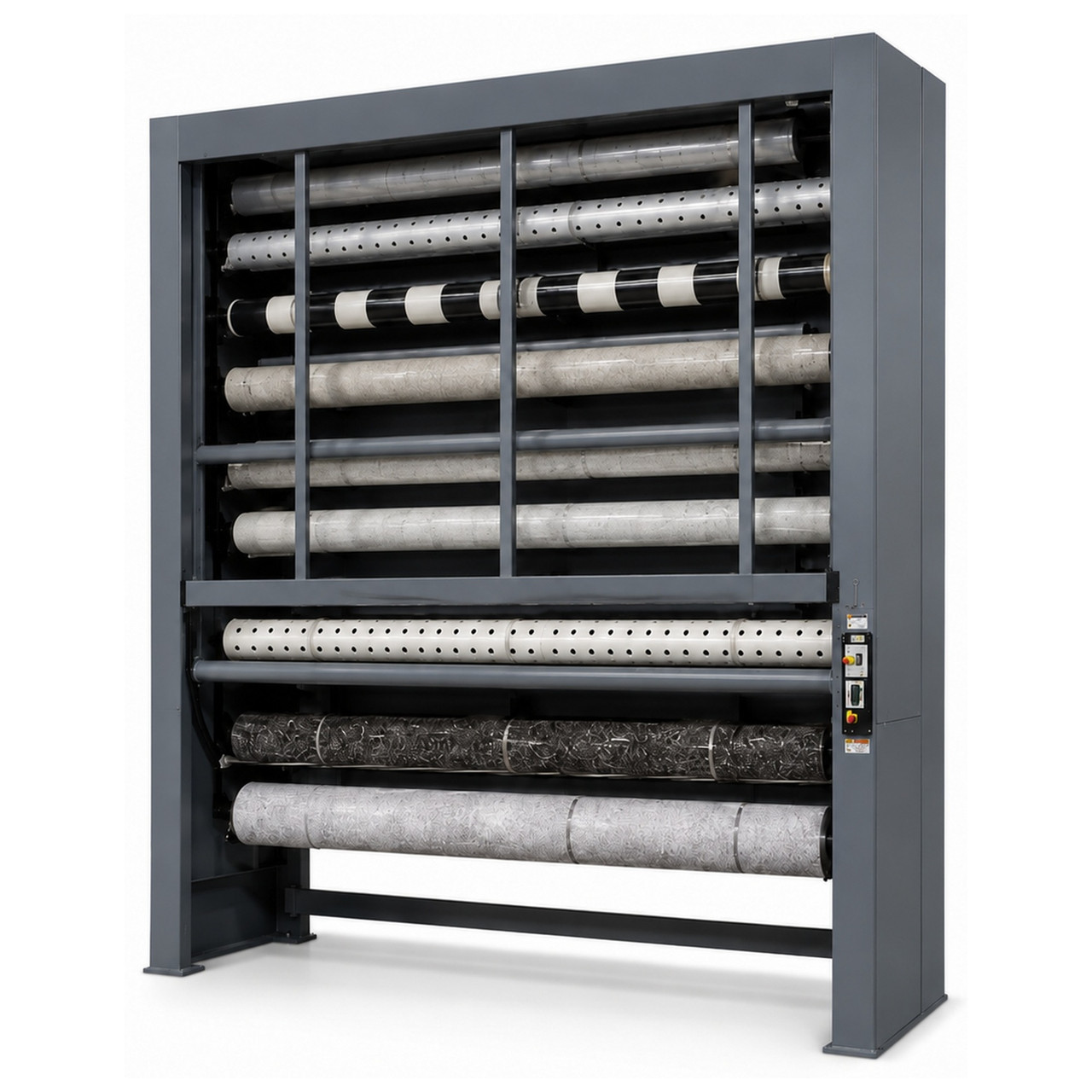 Vertical Roll Storage Carousel - 28 inch Max Roll Diameter - 9-Roll Capacity storage rack