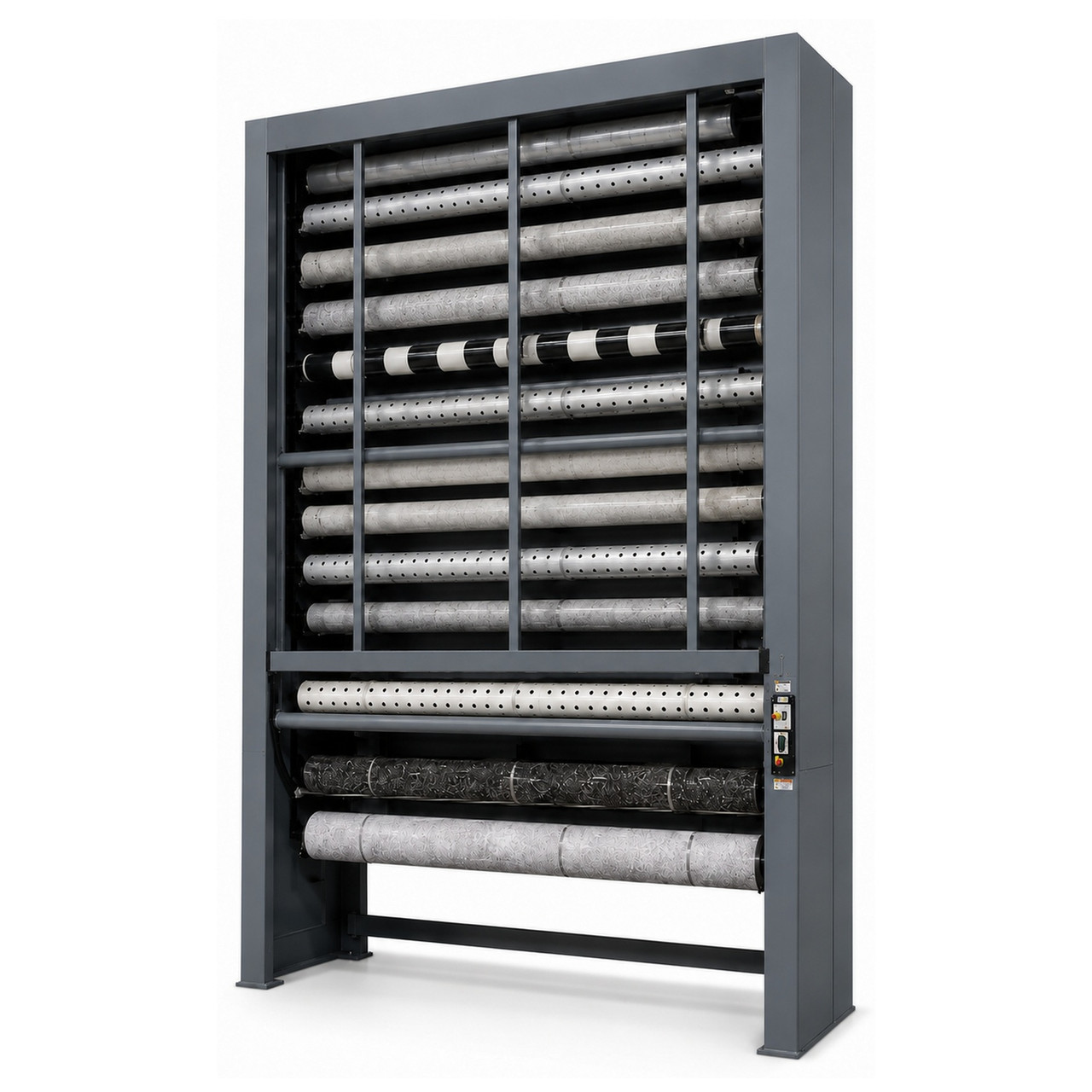 Vertical Roll Storage Carousel - 28 inch Max Roll Diameter - 12-Roll Capacity storage rack