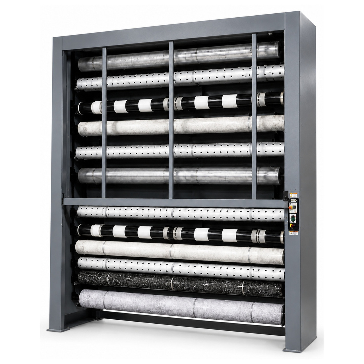 Vertical Roll Storage Carousel - 24 inch Max Roll Diameter - 14-Roll Capacity storage rack