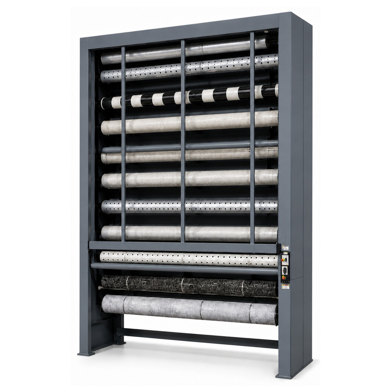 Vertical Roll Storage Carousel - 24 inch Max Roll Diameter - 17-Roll Capacity storage rack