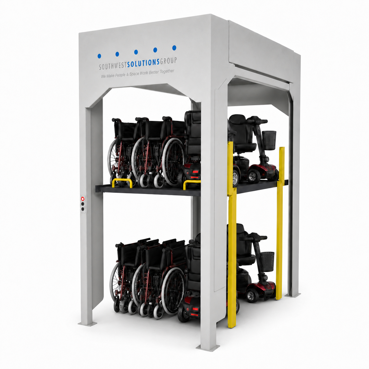2-Level Universal Stacker for wheelchairs and mobility scooters