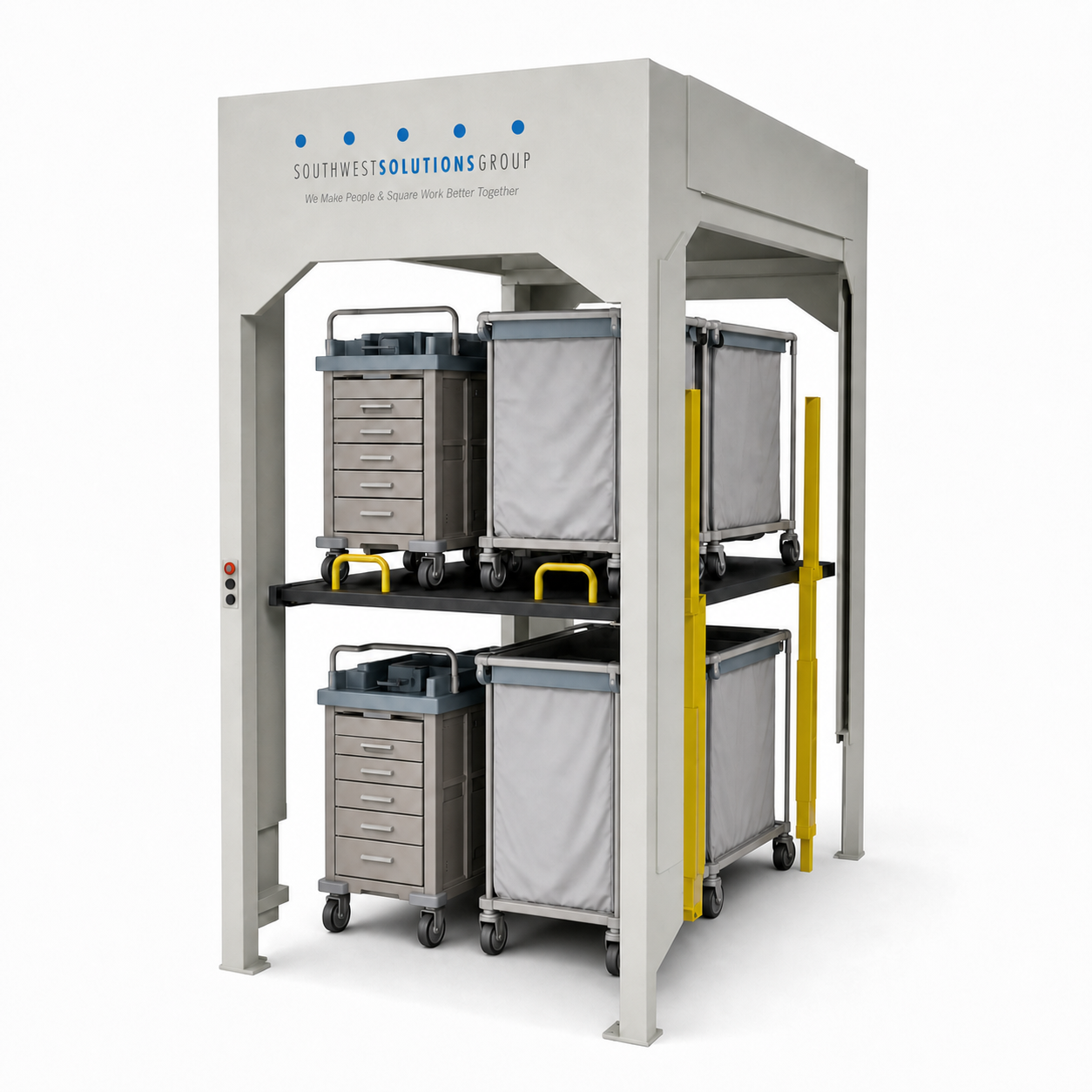 2-Level Universal Stacker for laundry, EVS, and janitorial carts