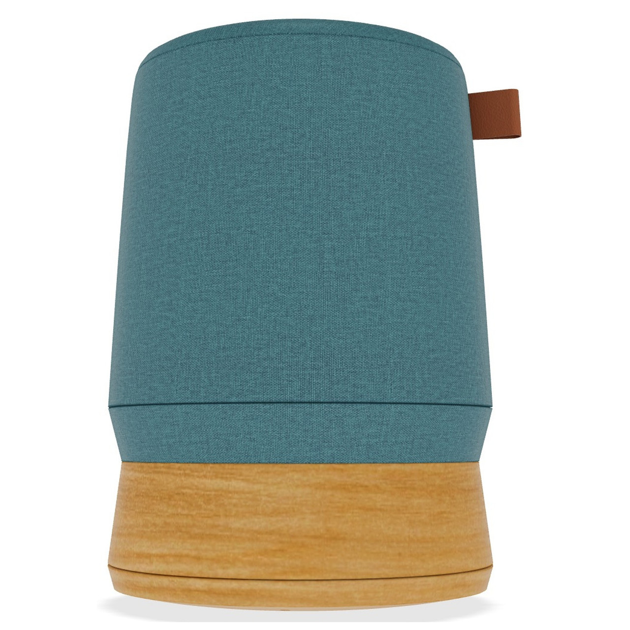 MUM Tall Rock Active Seating Stool - Turquoise Fabric - Light Wood Base - Butterscotch Leather Handle