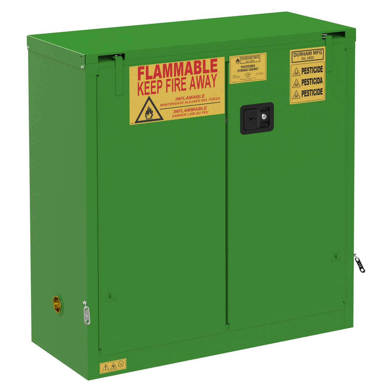 Pesticide Storage Cabinet - 30 Gal - Green - 2 Self-Closing Doors for storage
