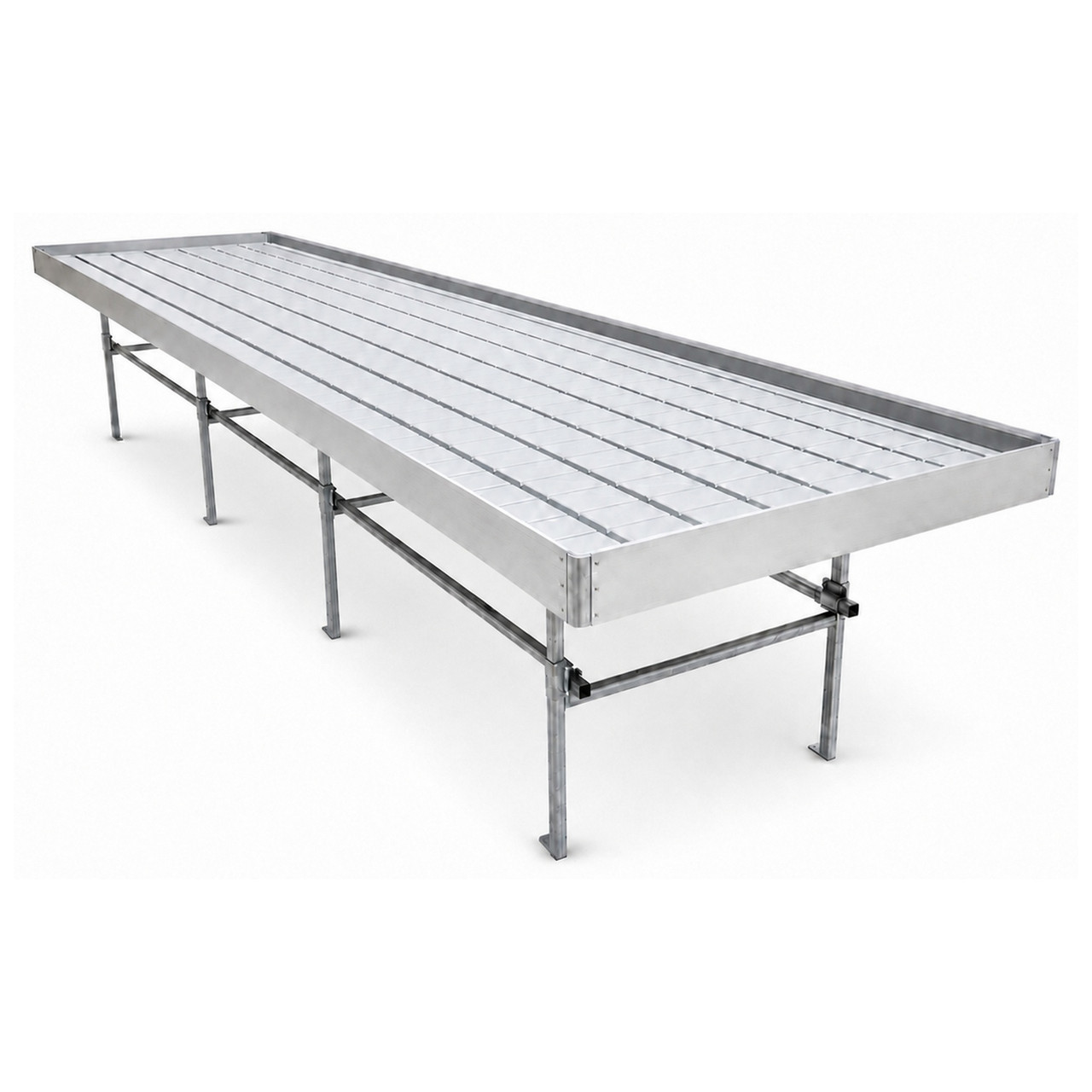 Standard Rolling Ebb & Flow Greenhouse Bench for Indoor Farming - 4'W x 16'L