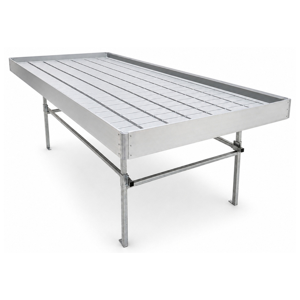 Standard Rolling Ebb & Flow Greenhouse Bench for Indoor Farming - 4'W x 8'L