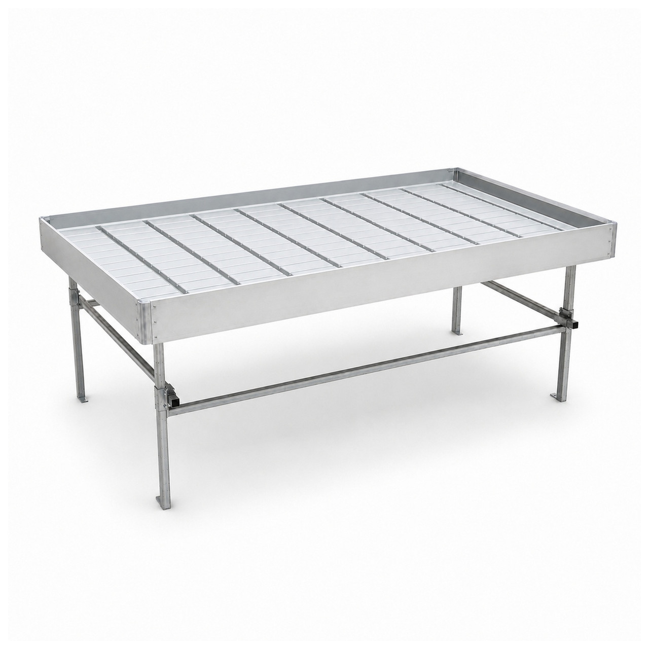 Stationary Ebb & Flow Greenhouse Bench for Indoor Farming - 6'L x 4'W