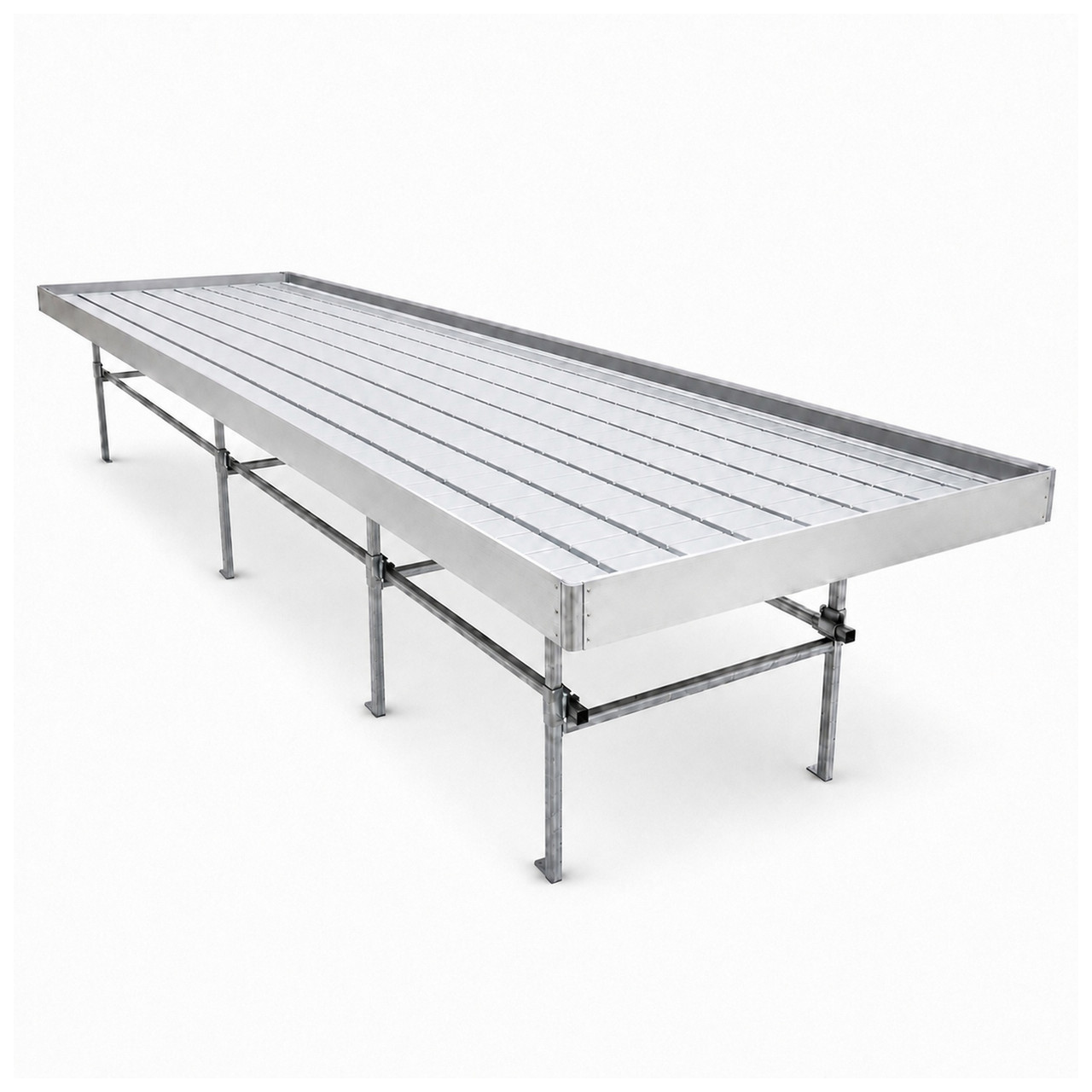 Stationary Ebb & Flow Greenhouse Bench for Indoor Farming - 16'L x 5'W