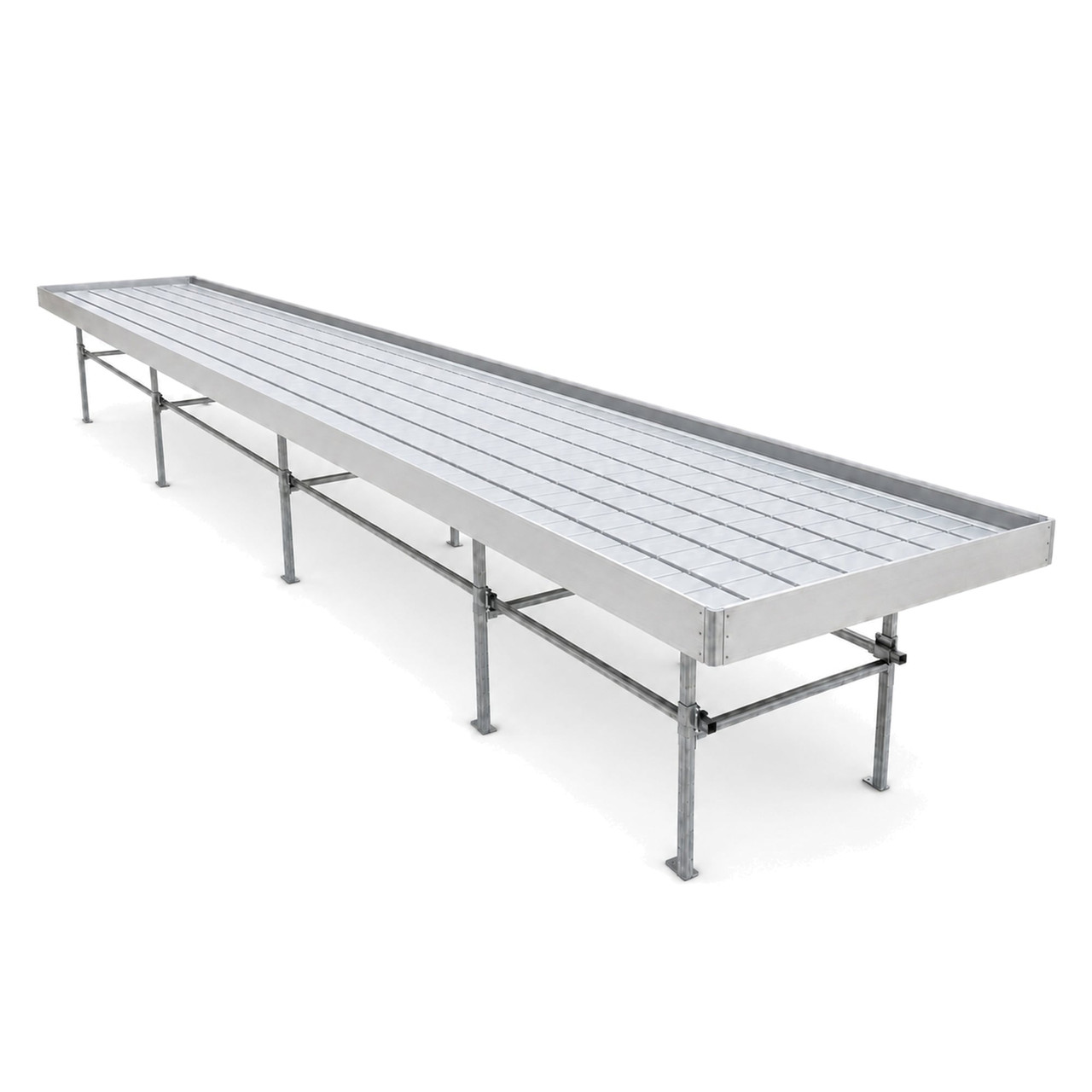 Stationary Ebb & Flow Greenhouse Bench for Indoor Farming - 24'L x 4'W