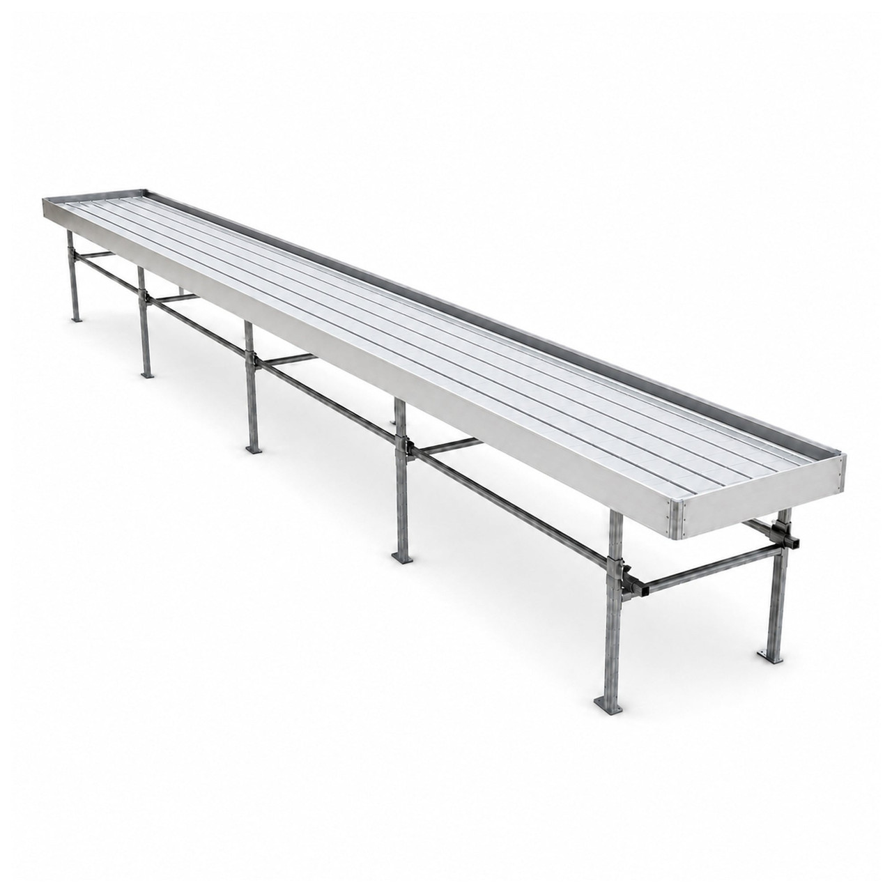 Stationary Ebb & Flow Greenhouse Bench for Indoor Farming - 48'L x 2'W