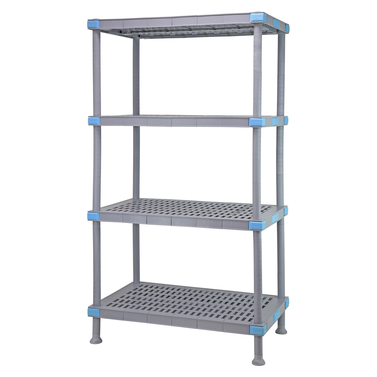 Millenia 4-Shelf Polymer Shelving Unit - Gray for storage