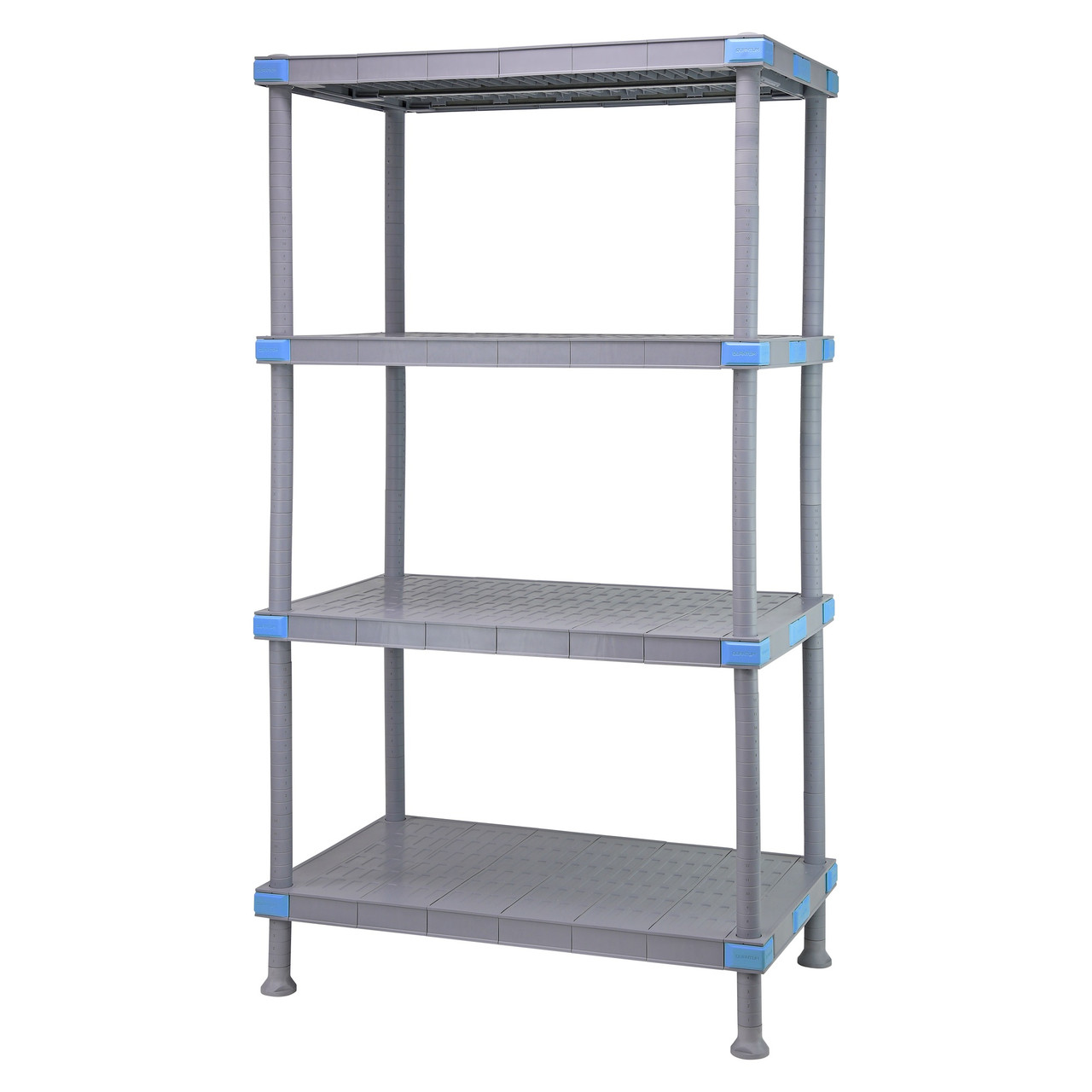 Millenia 4-Shelf Solid Polymer Shelving Unit - Gray for storage