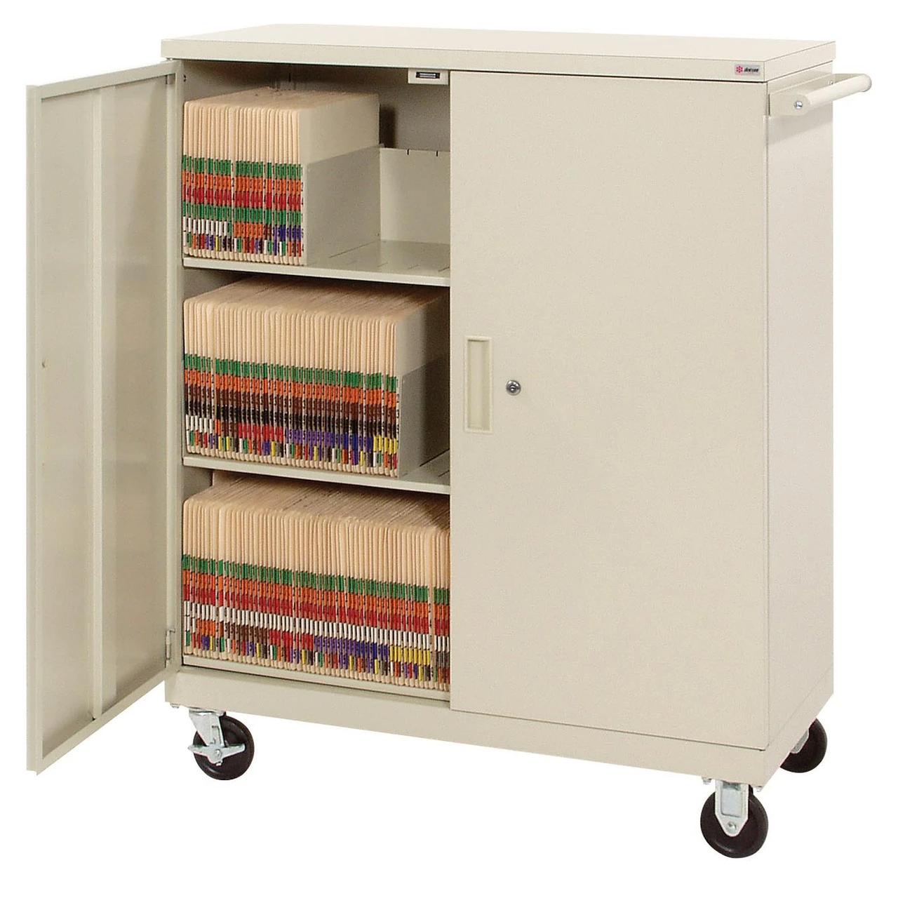 Deluxe Transport Cart with Locking Door and 3 Shelves - Steel for storage