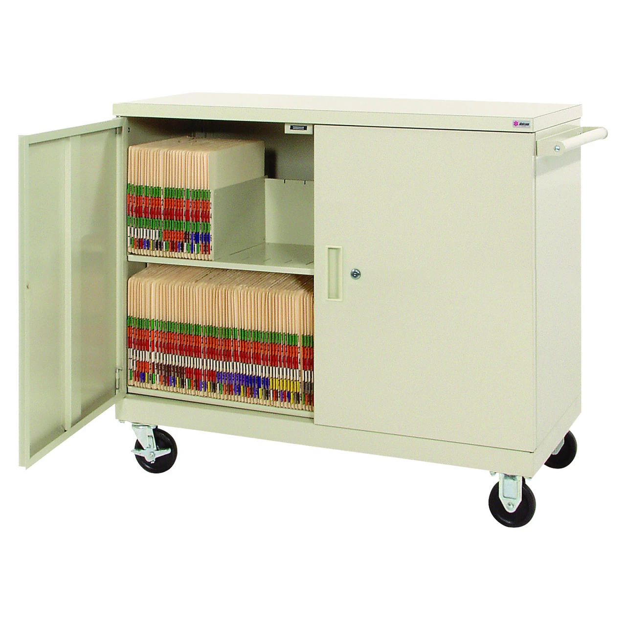 Deluxe Transport Cart with Locking Door and 2 Shelves - Steel for storage